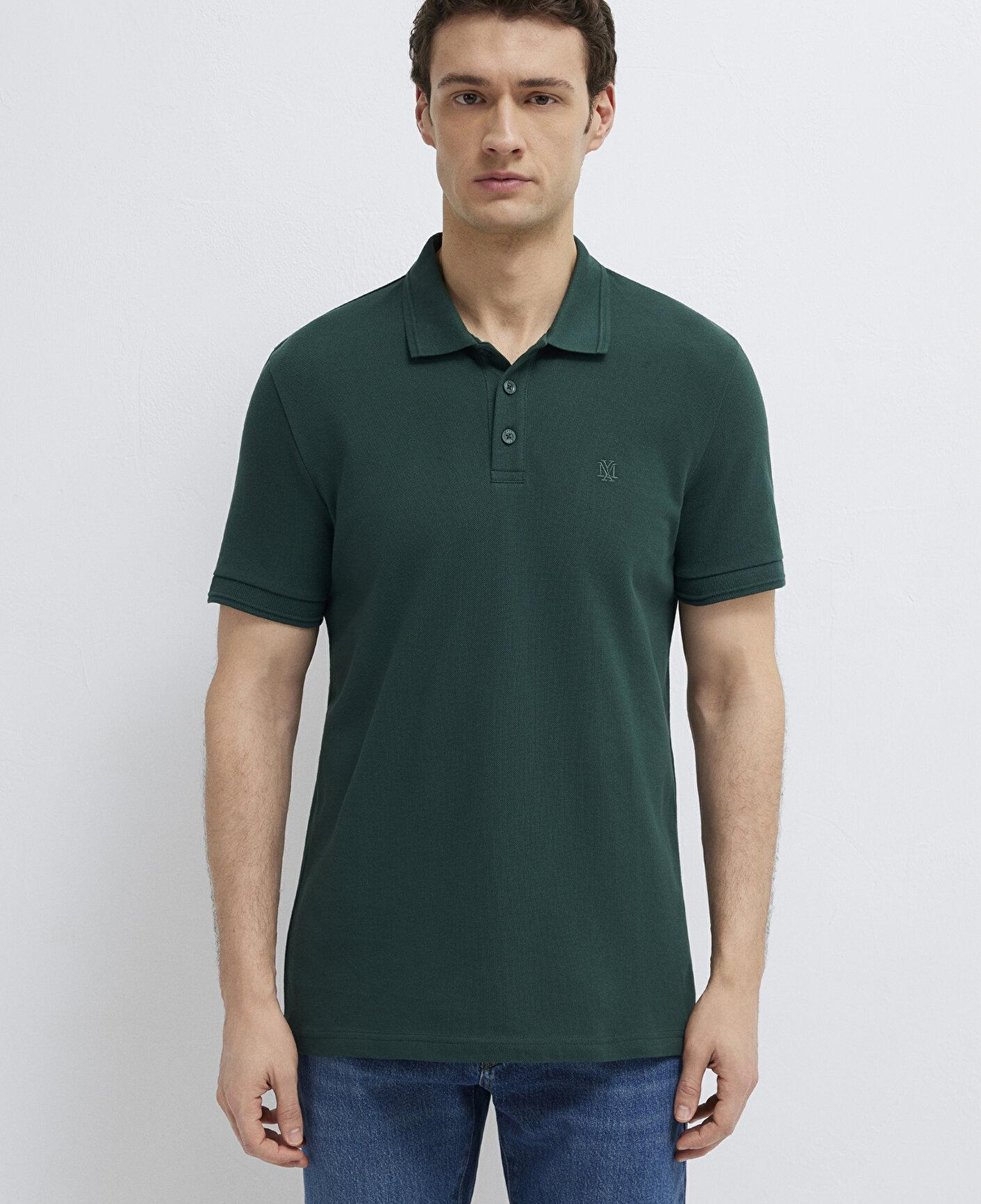 Mavi Yeşil Polo Tişört Slim Fit / Dar Kesim 064946-85173