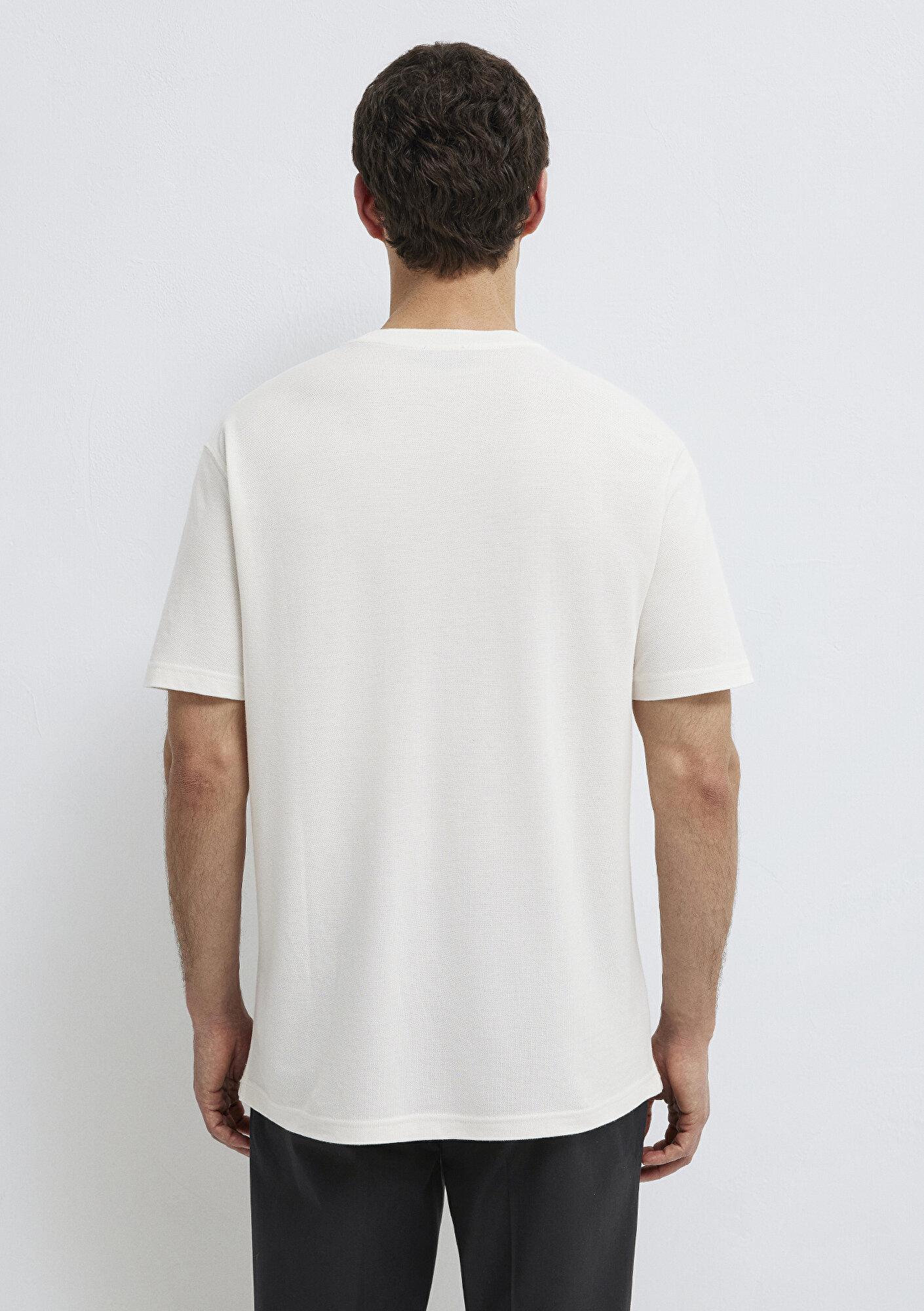 Mavi Soft-Premium Ekru (TENCEL™) Liyosel Karışımlı Tişört Loose Fit / Bol Rahat Kesim 0613468-70057