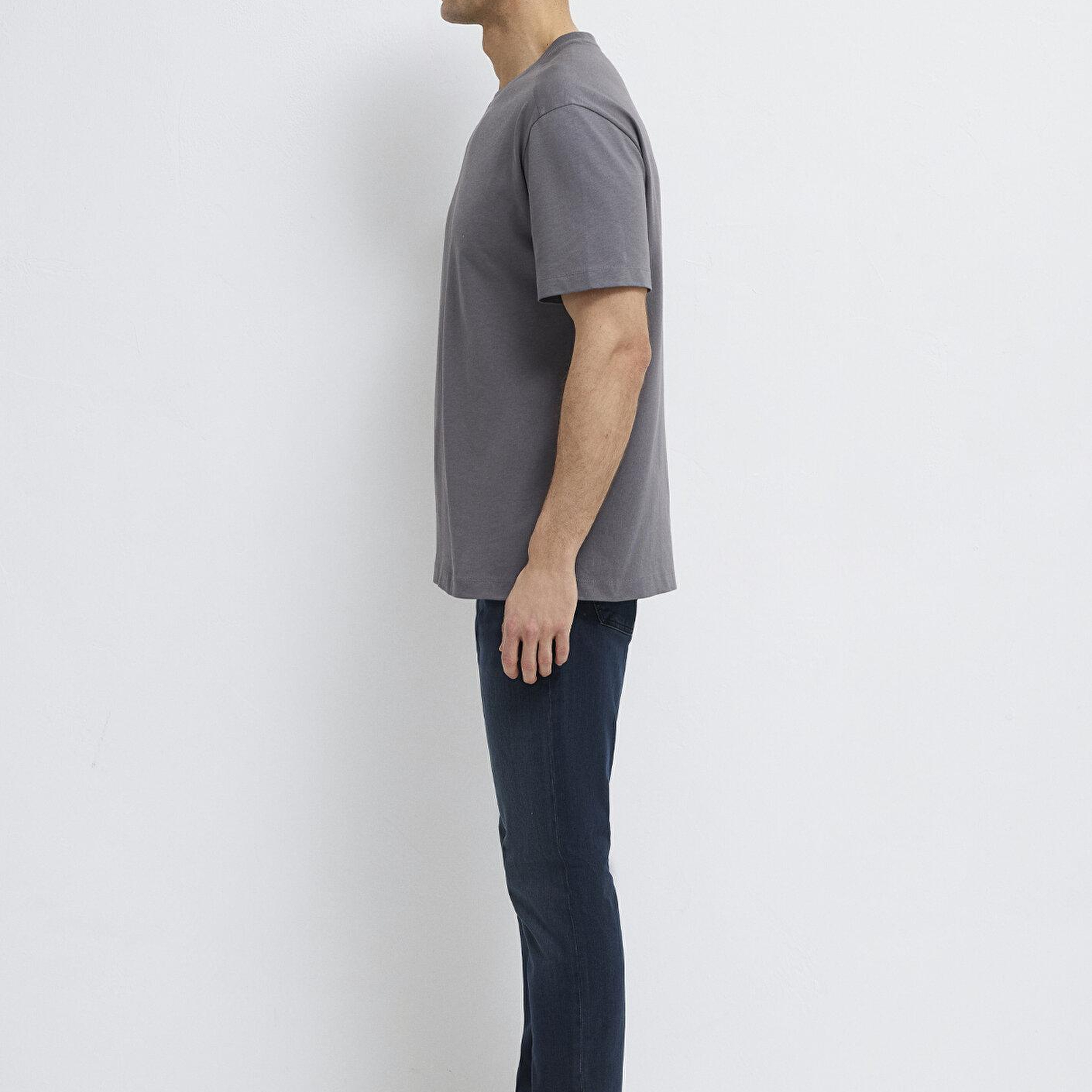 Mavi Antrasit Basic Tişört Loose Fit / Bol Rahat Kesim 0613466-90721