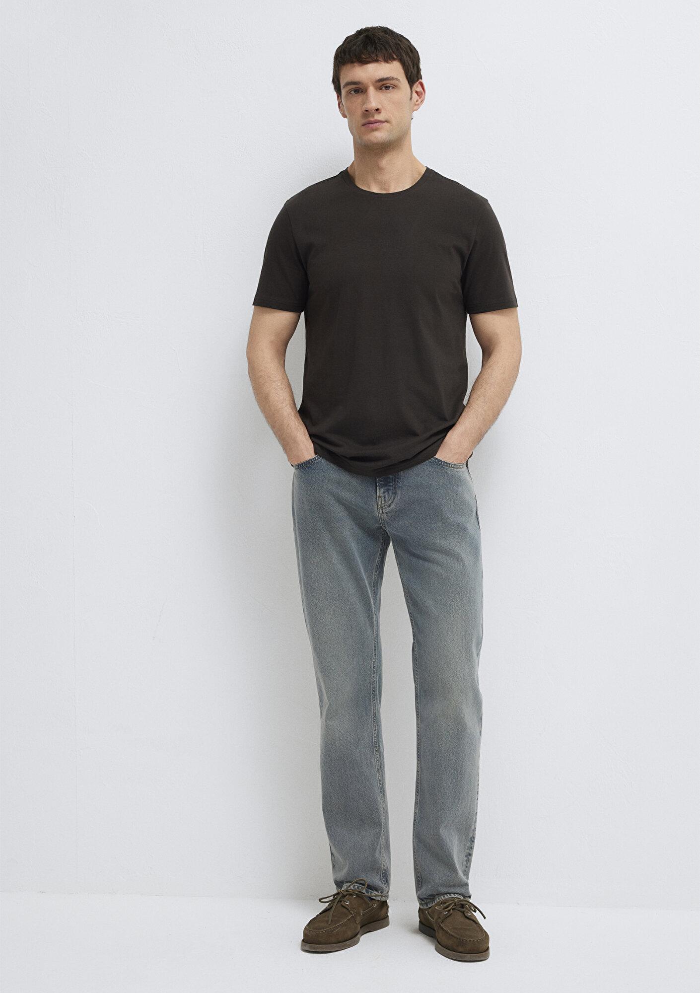Mavi Kahverengi Basic Tişört Slim Fit / Dar Kesim 065574-70219