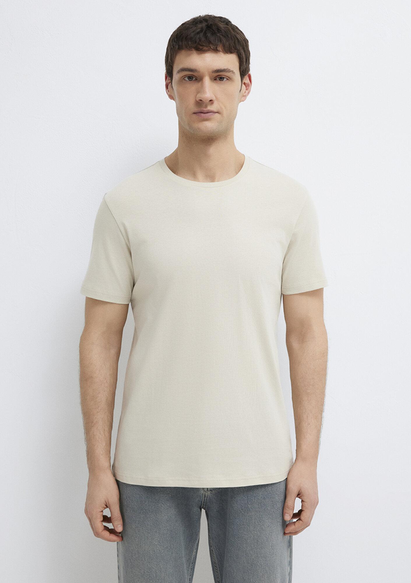 Mavi Bej Basic Tişört Slim Fit / Dar Kesim 065574-70144