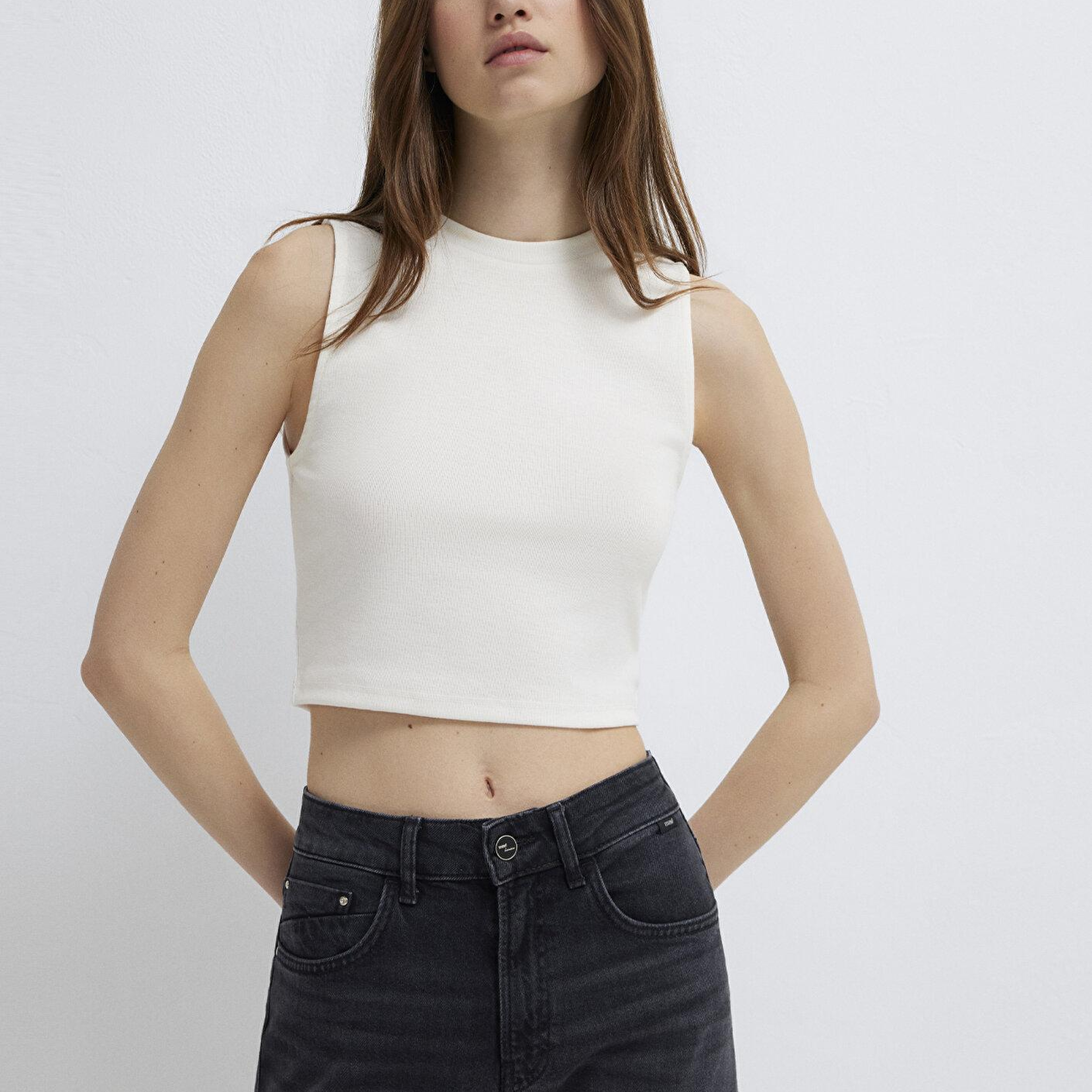Mavi Ekru Crop Atlet Crop / Kısa Kesim 1613982-70057