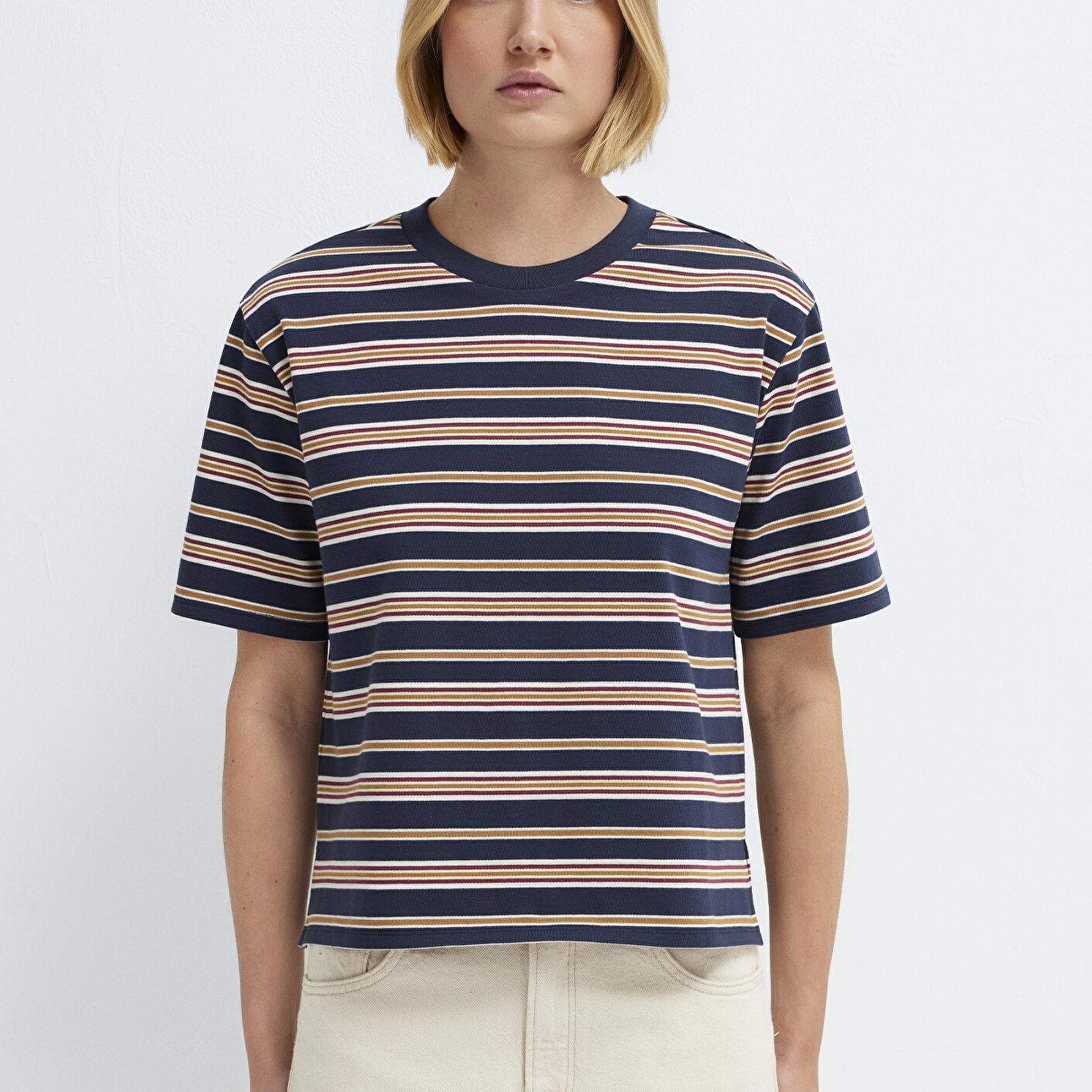 Mavi Çizgili Lacivert Tişört Regular Fit / Normal Kesim 1613979-91600