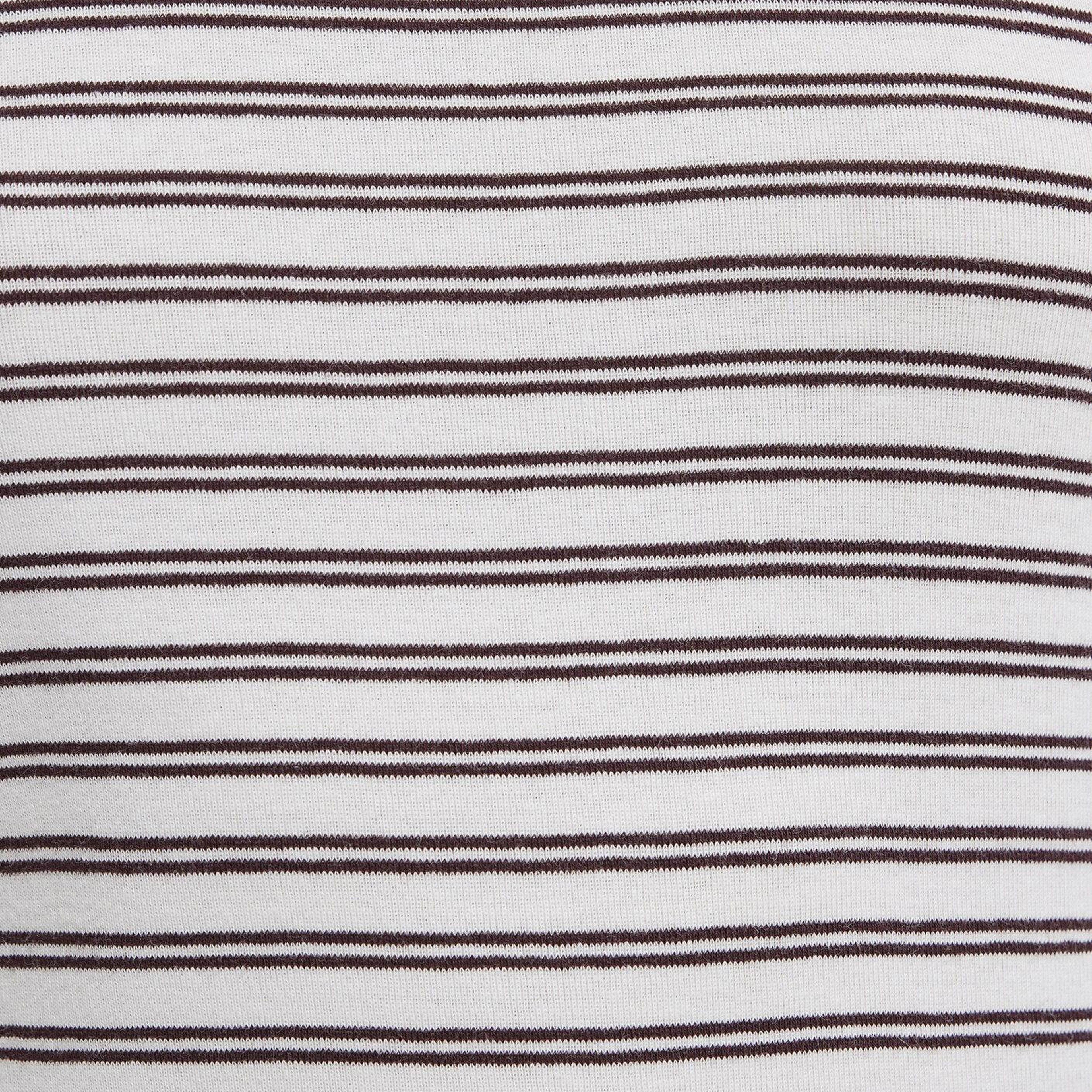 Mavi Bordo Çizgili Beyaz Tişört Fitted / Vücuda Oturan Kesim 1613928-91596