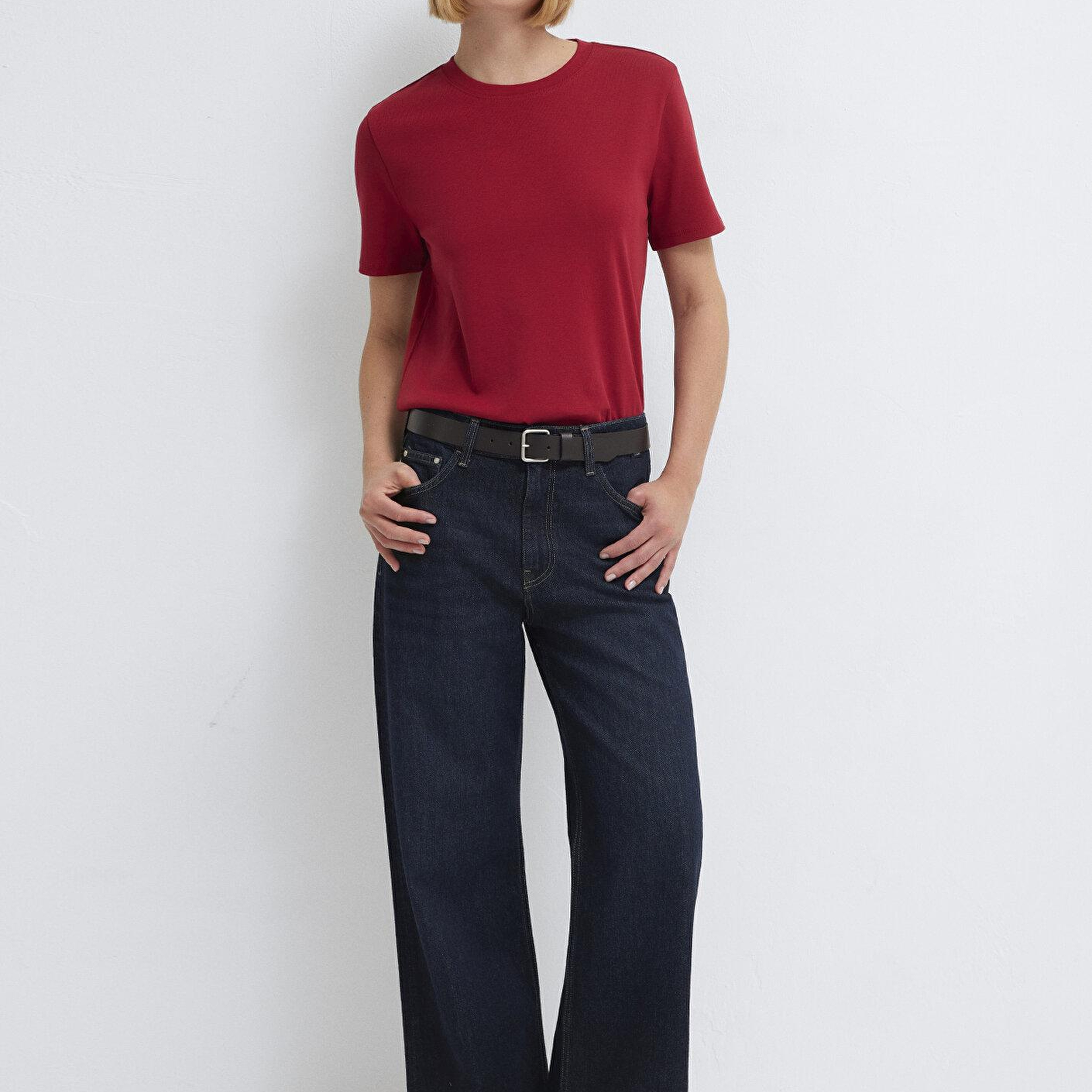 Mavi Kırmızı Basic Tişört Semi Slim Fit / Yarı Dar Kesim 1612916-70391