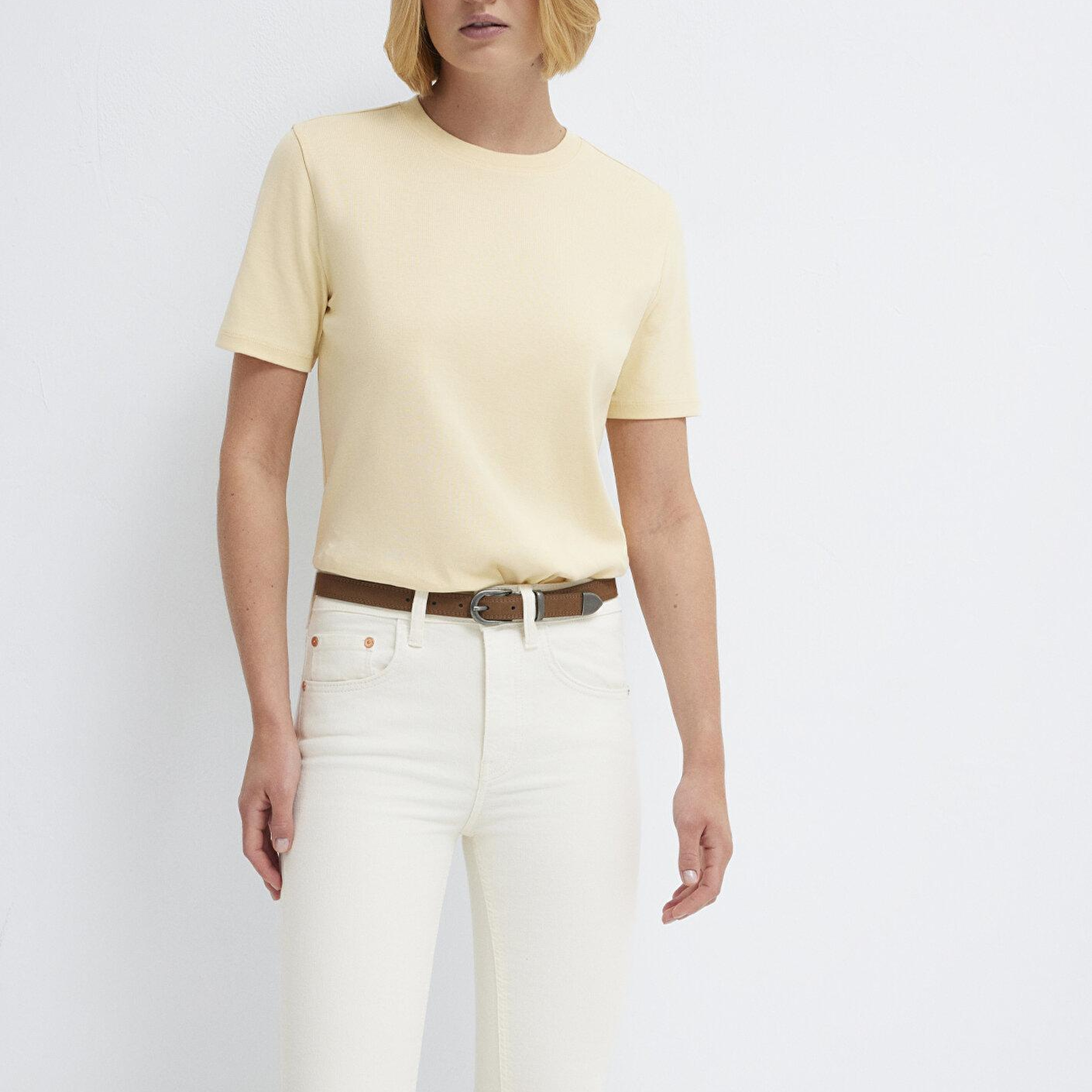 Mavi Sarı Basic Tişört Semi Slim Fit / Yarı Dar Kesim 1612916-70027