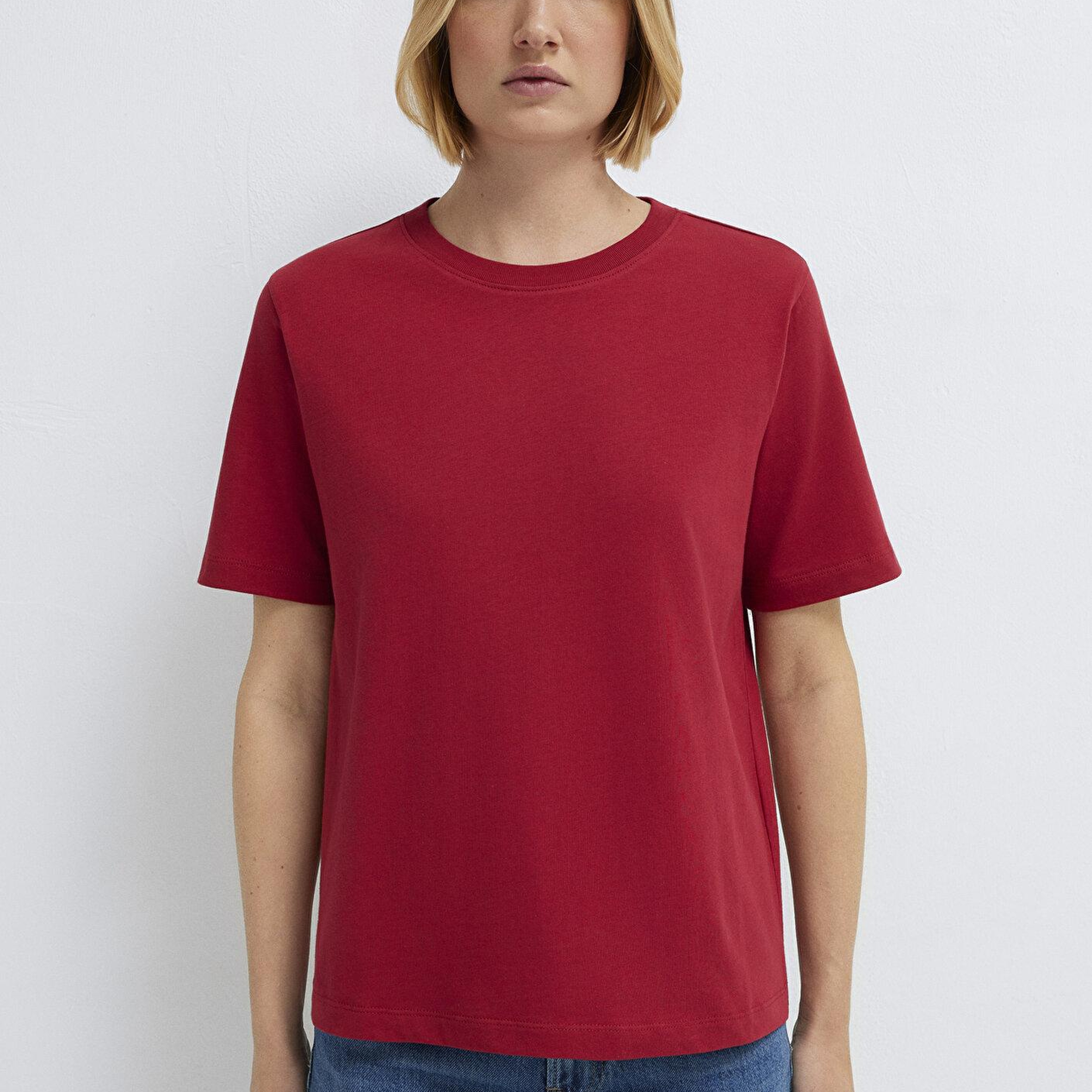 Mavi Kırmızı Basic Tişört Regular Fit / Normal Kesim 1600965-70391