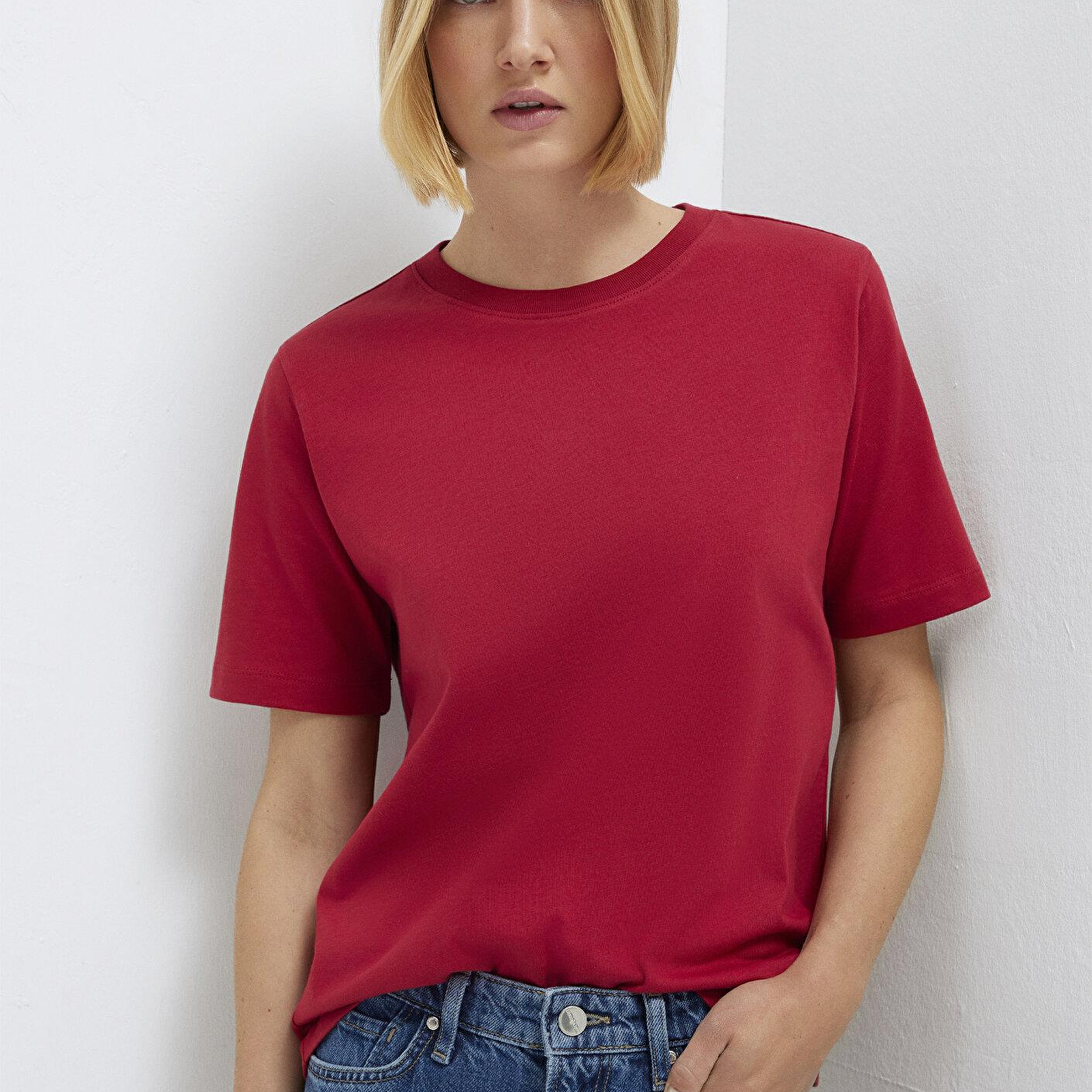 Mavi Kırmızı Basic Tişört Regular Fit / Normal Kesim 1600965-70391