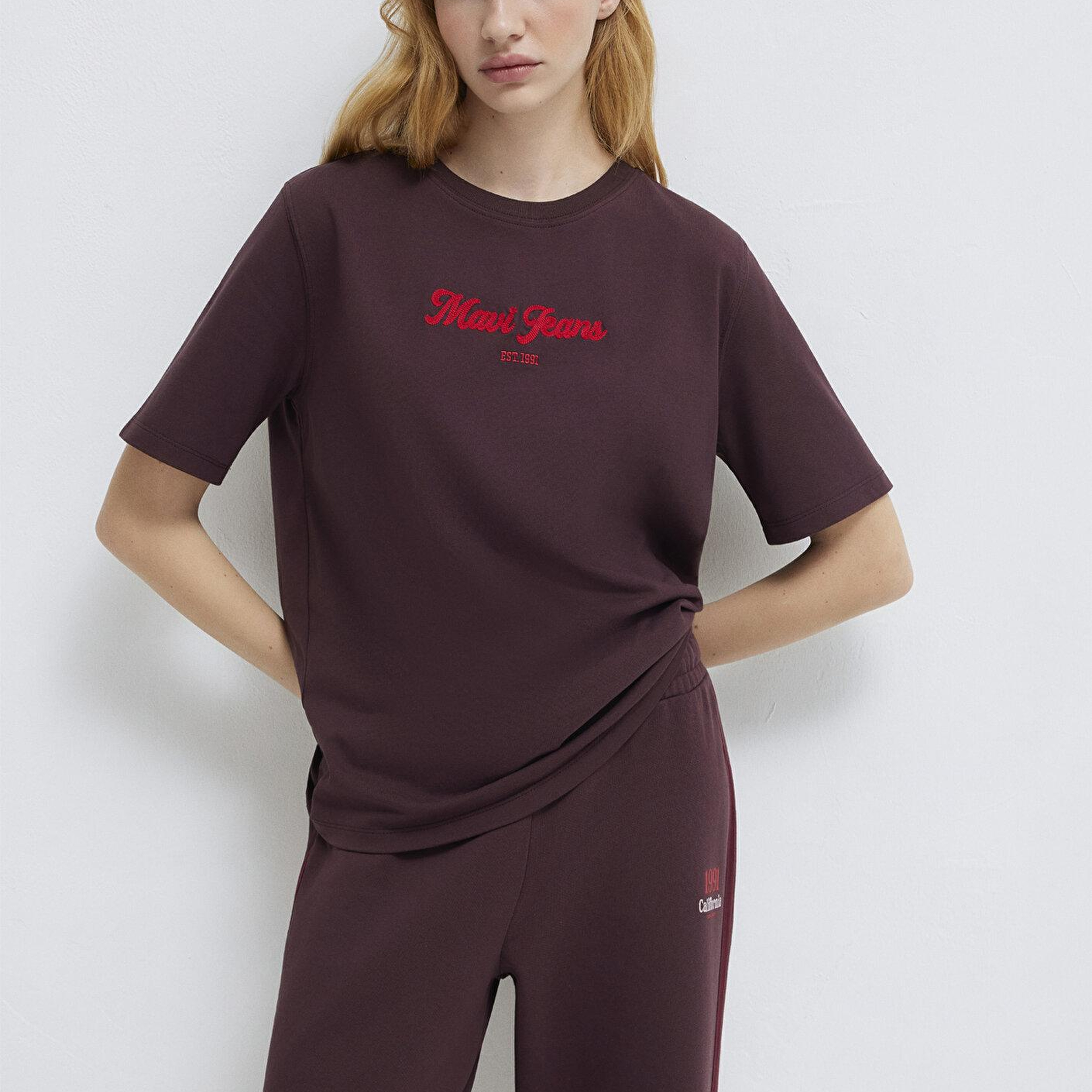 Mavi Mavi Jeans Baskılı Bordo Tişört Regular Fit / Normal Kesim 1613888-70223