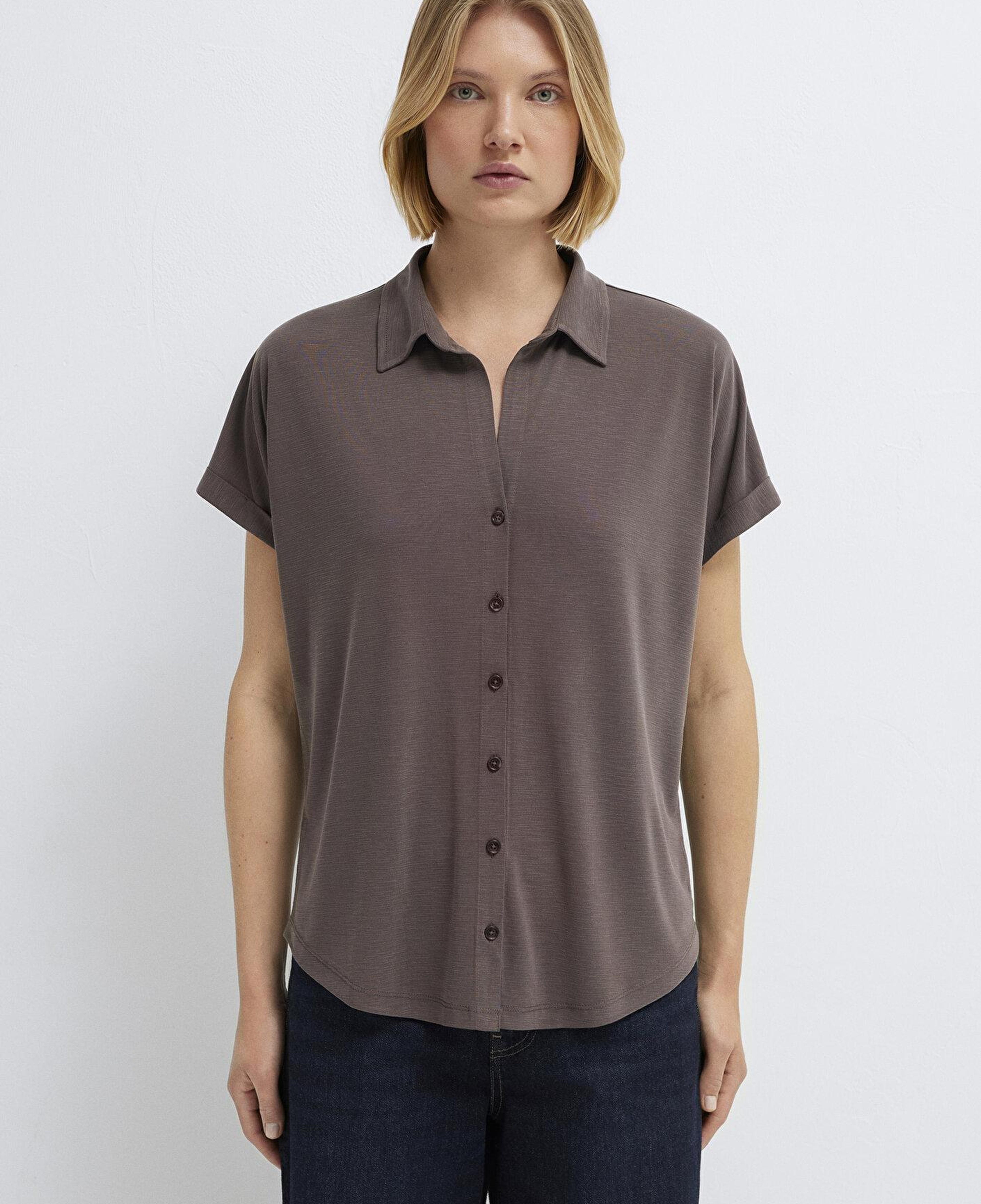 Mavi Soft-Premium Kahverengi (TENCEL™) Modal Karışımlı Gömlek Regular Fit / Normal Kesim 168081-87537