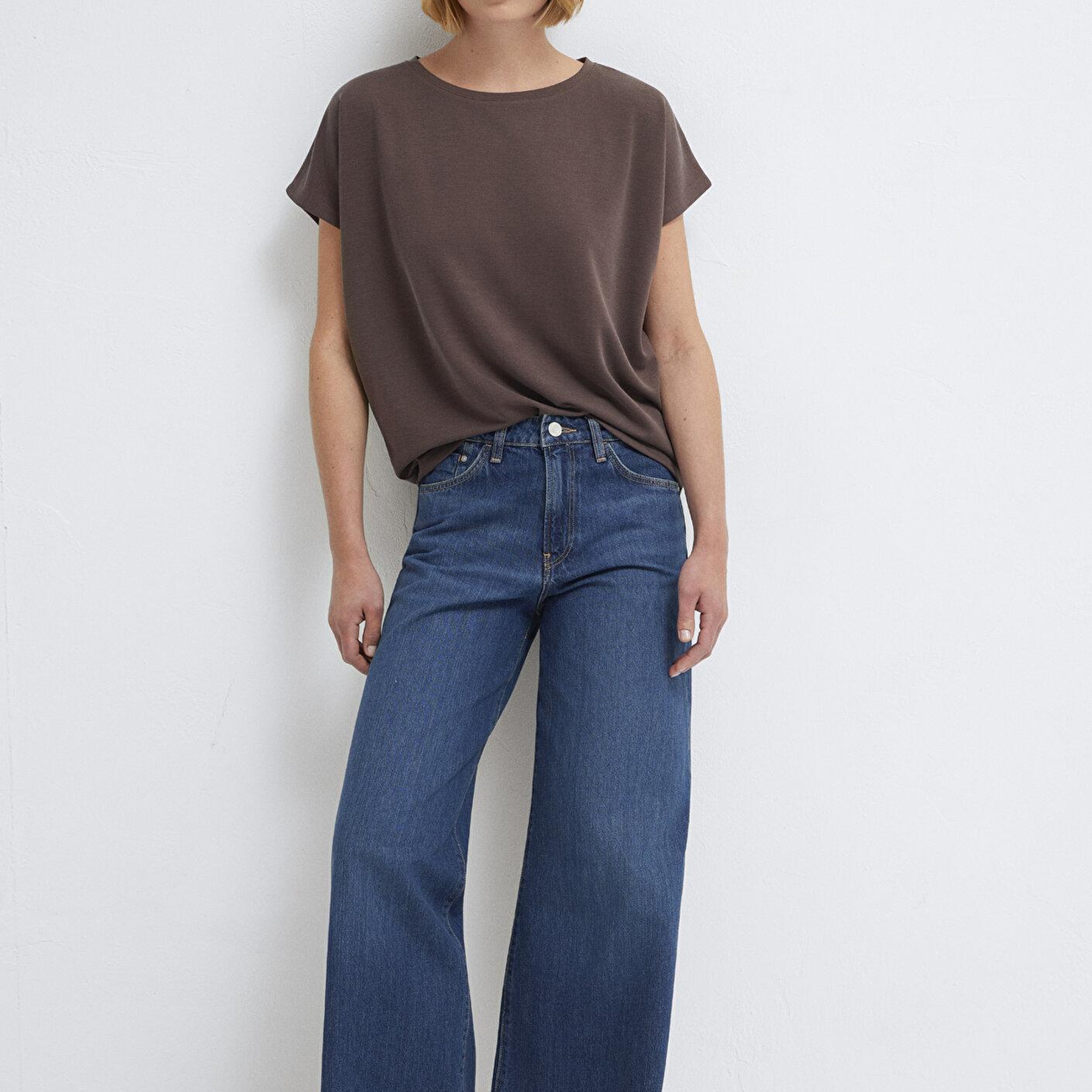 Mavi Soft-Premium Kahverengi (TENCEL™) Liyosel Karışımlı Tişört Loose Fit / Bol Rahat Kesim 167245-87537