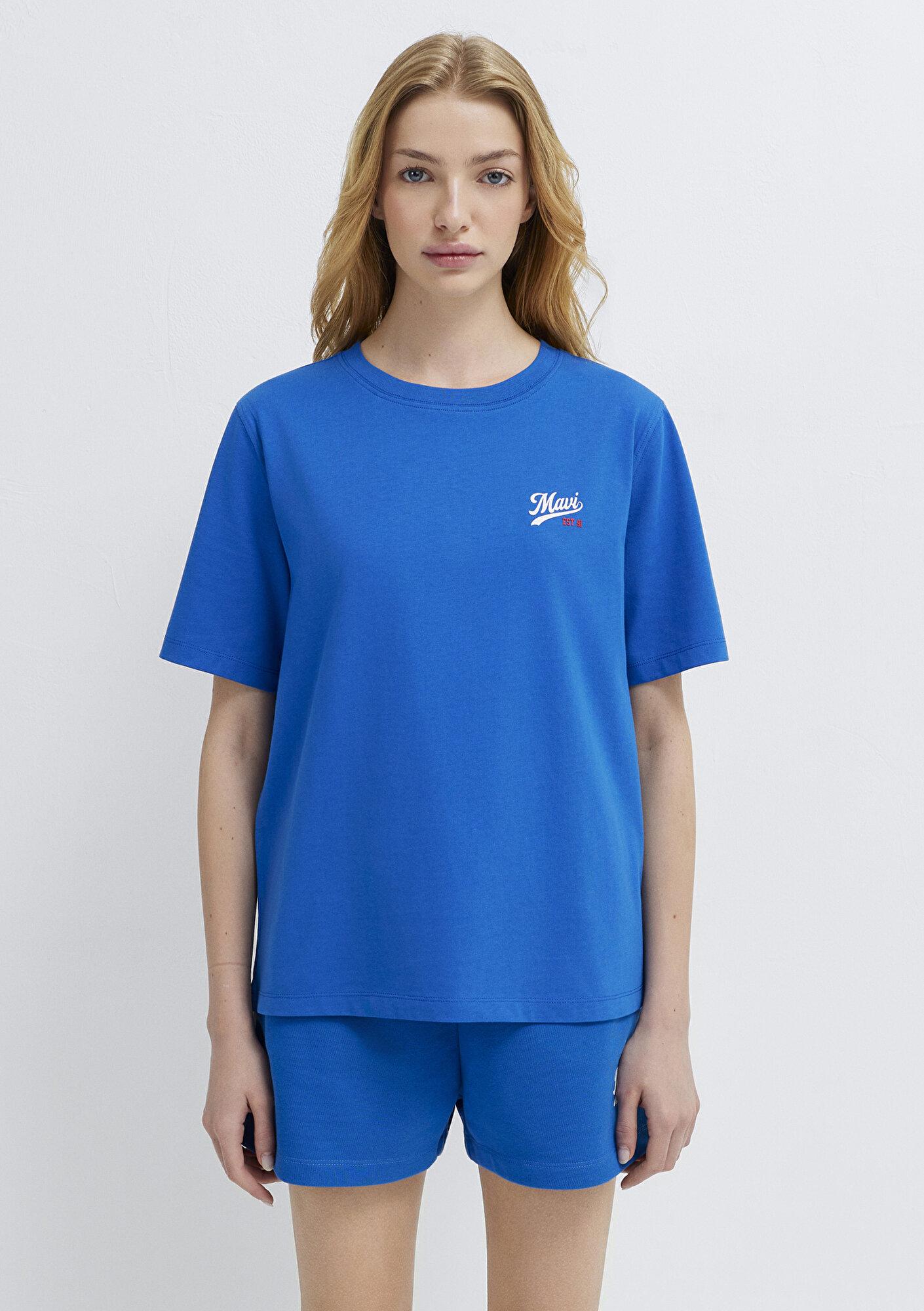 Mavi Mavi Logo Baskılı Mavi Tişört Regular Fit / Normal Kesim 1613877-70912
