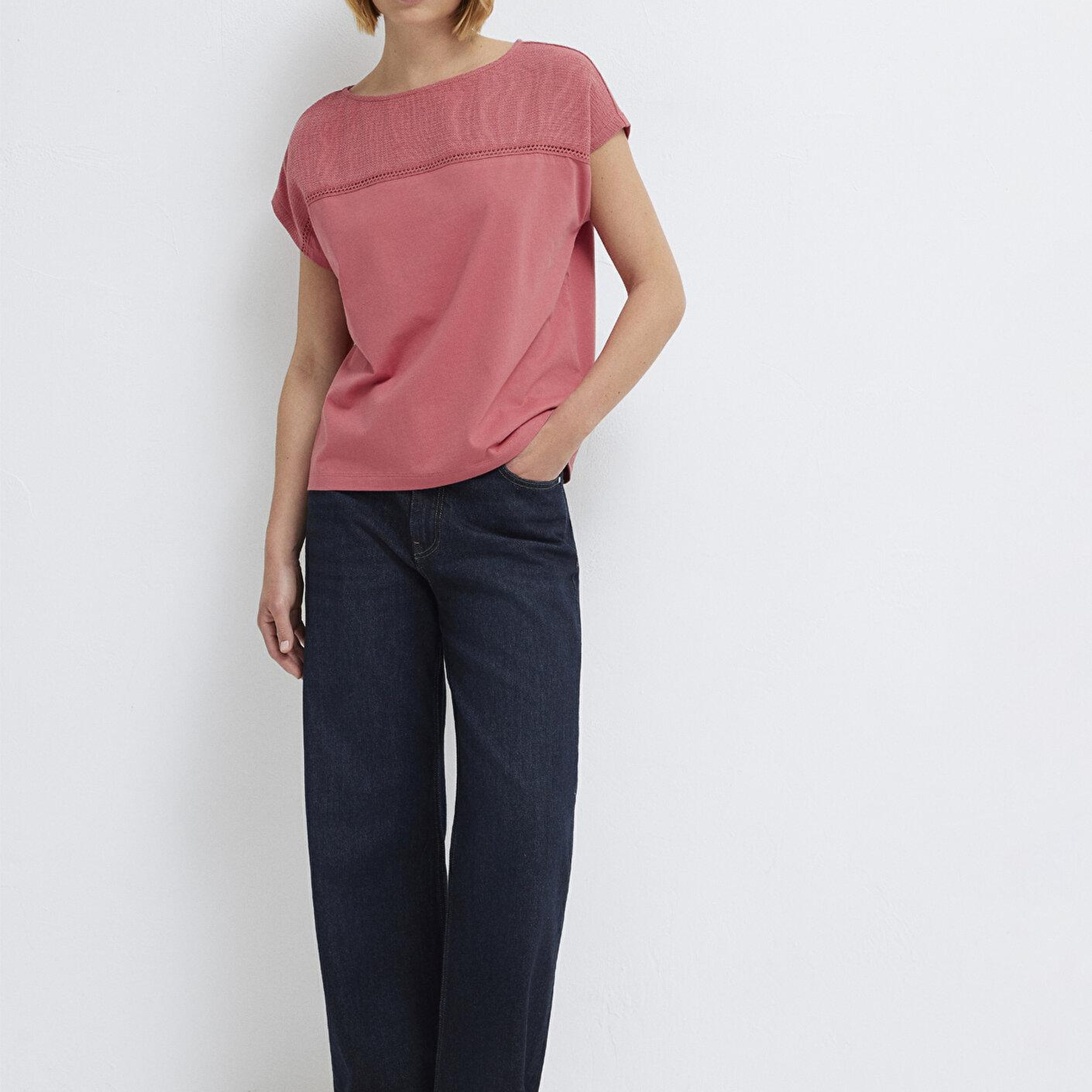 Mavi Dokulu Pembe Tişört Regular Fit / Normal Kesim 1613969-70397