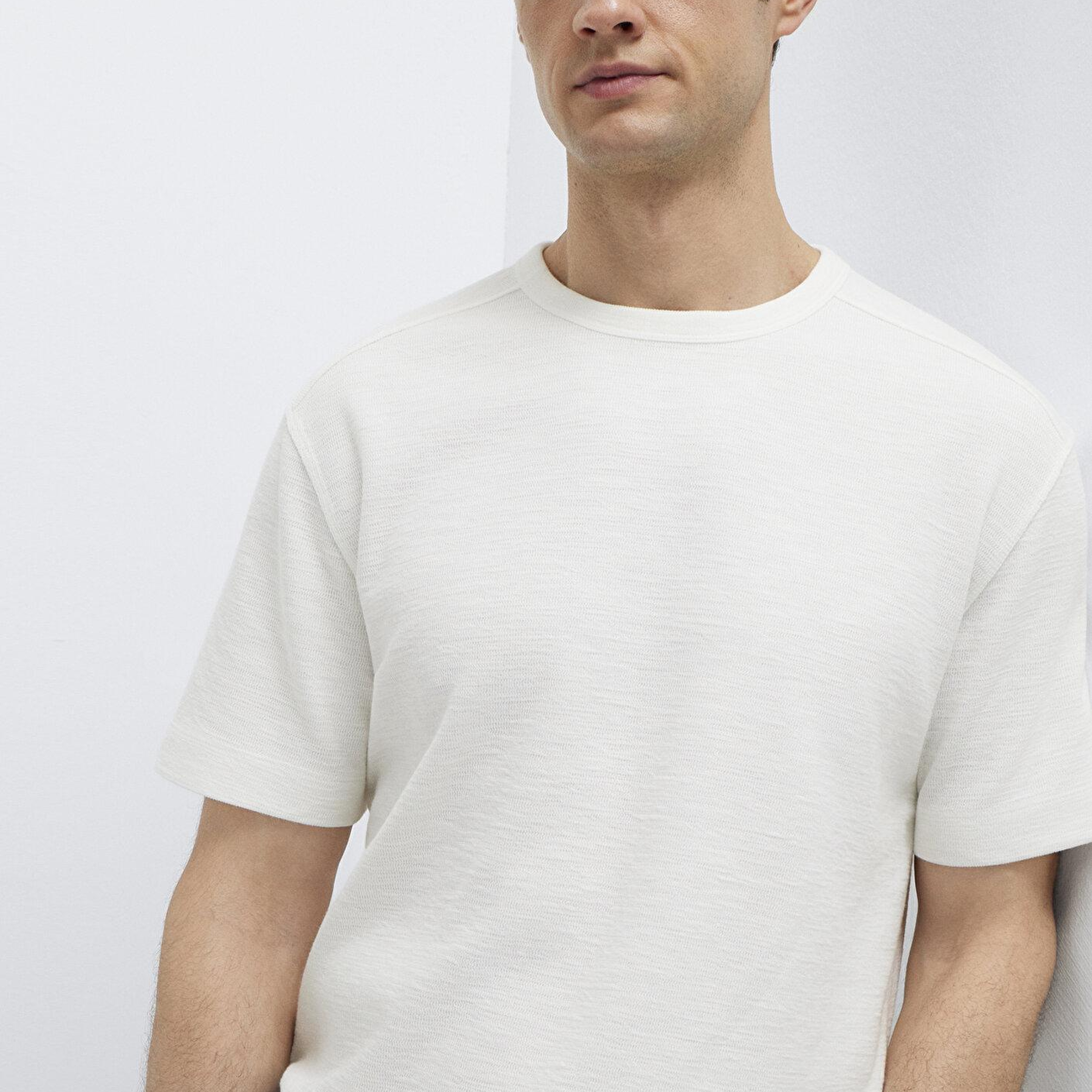 Mavi Ekru Basic Tişört Loose Fit / Bol Rahat Kesim 0613315-80194