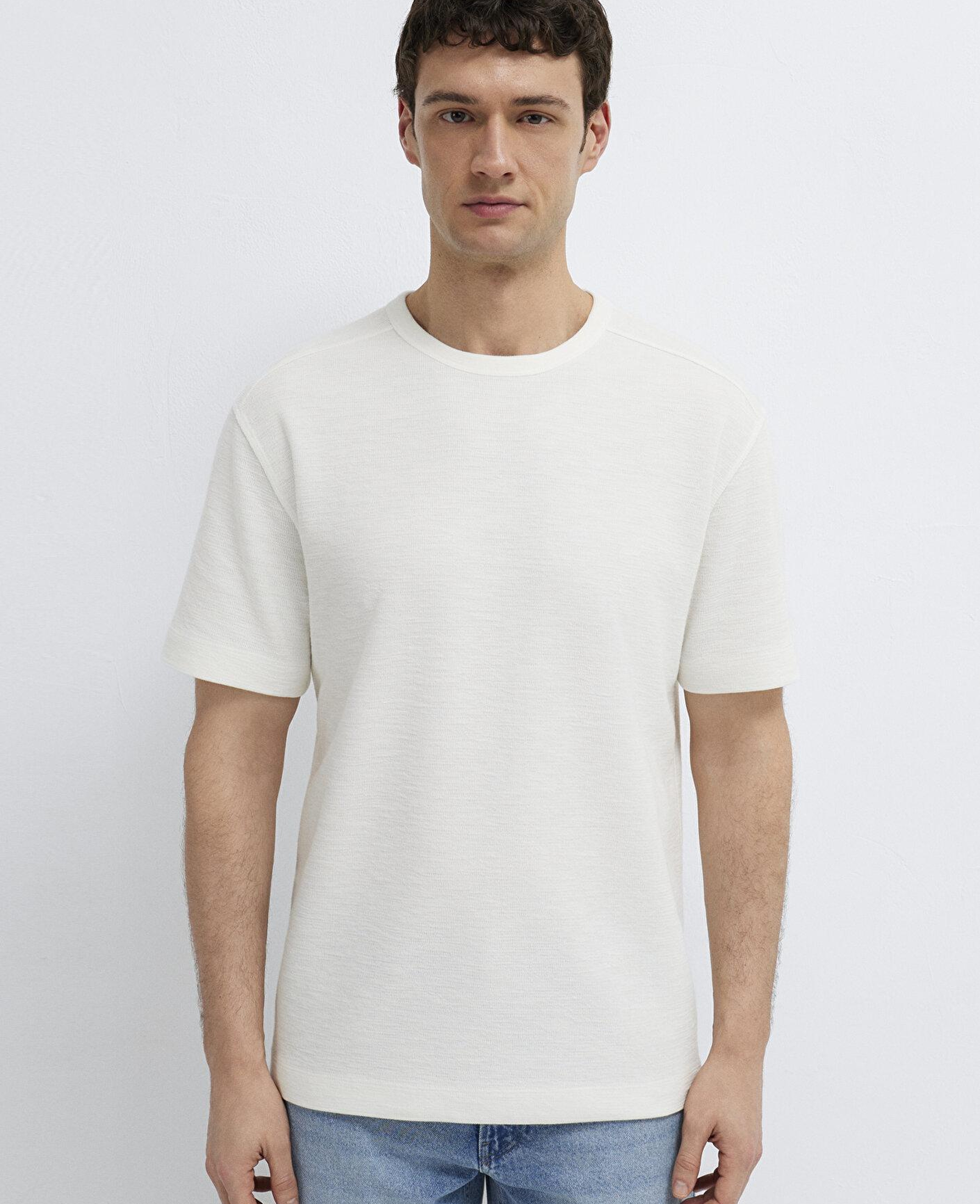 Mavi Ekru Basic Tişört Loose Fit / Bol Rahat Kesim 0613315-80194