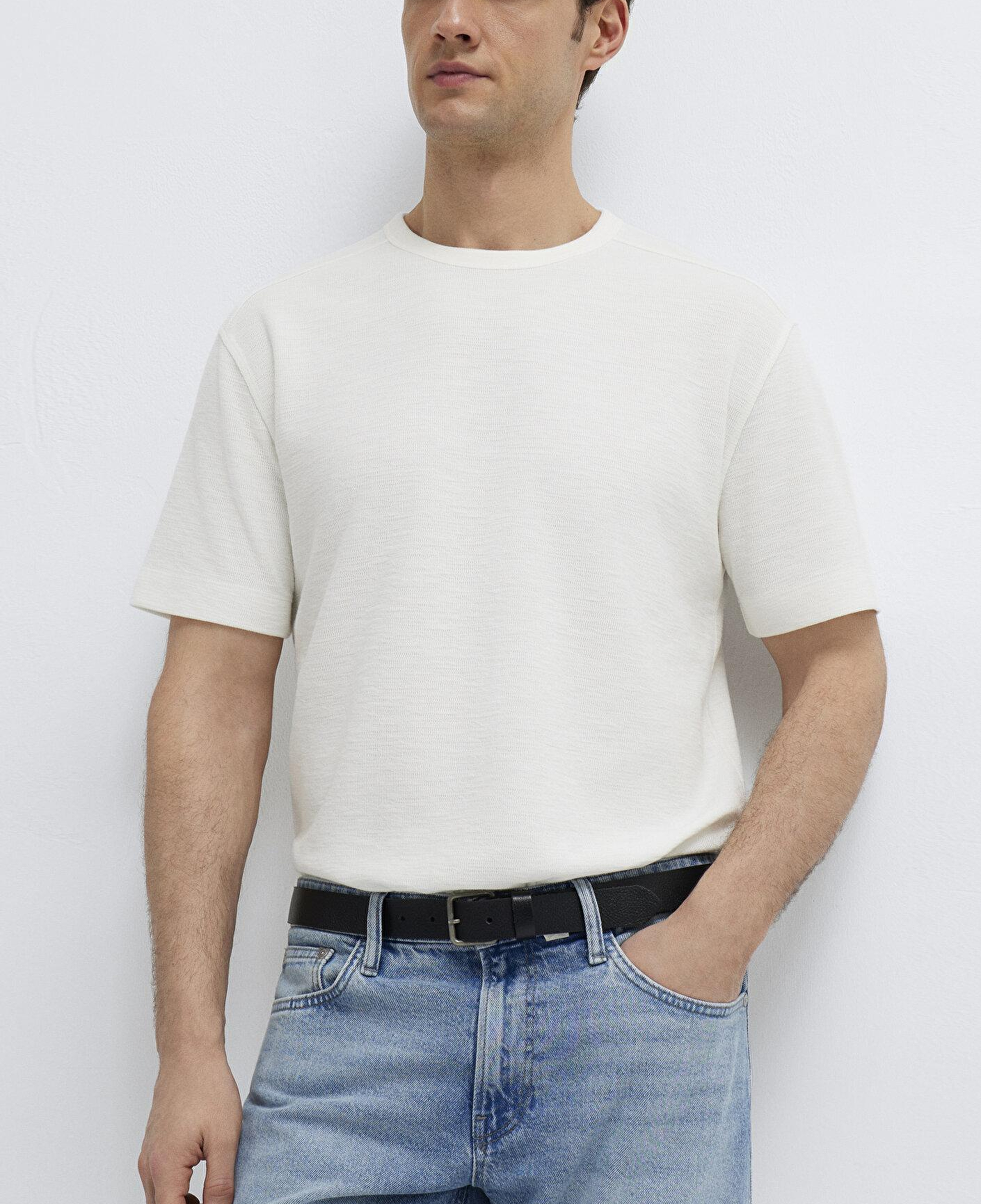 Mavi Ekru Basic Tişört Loose Fit / Bol Rahat Kesim 0613315-80194
