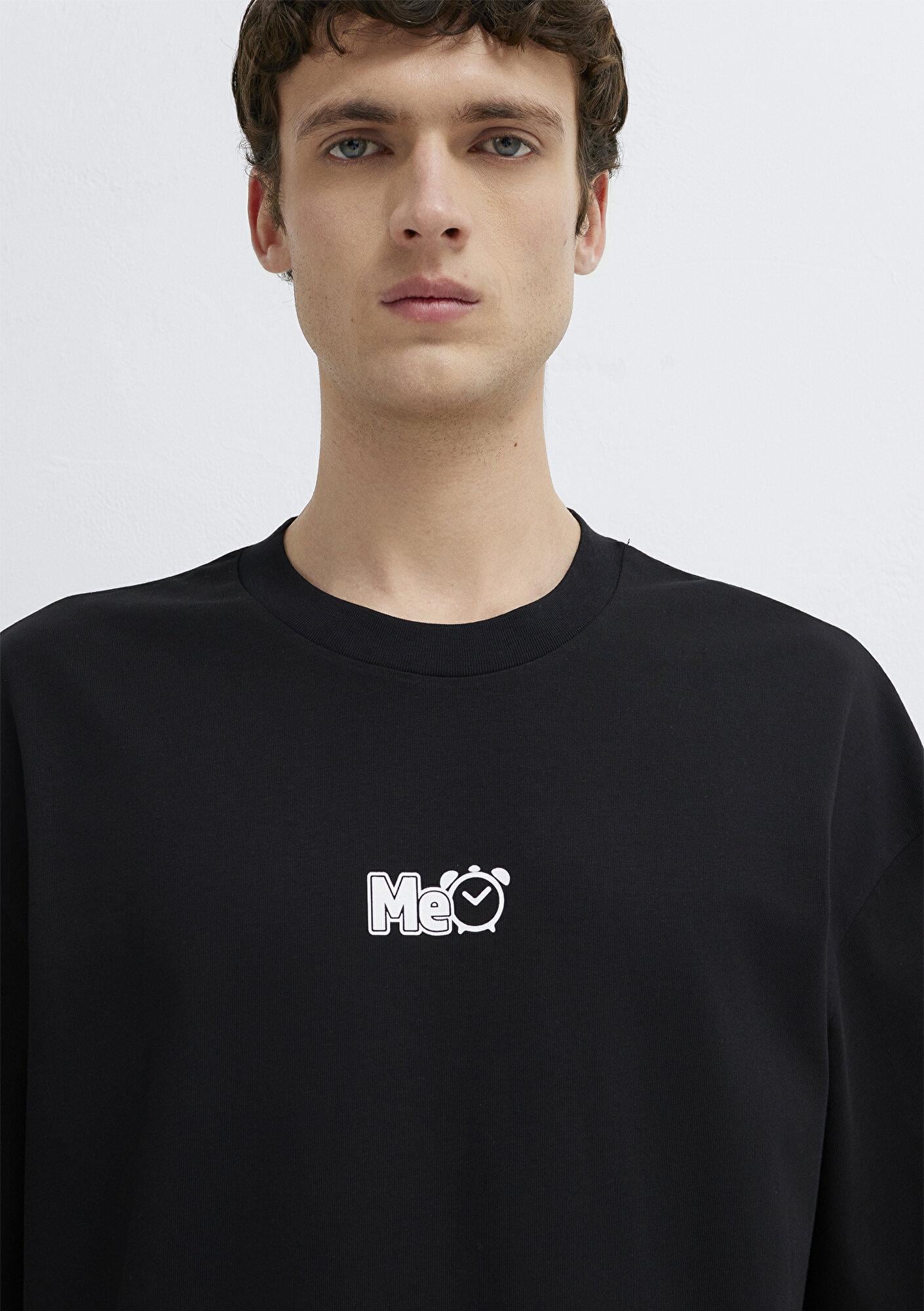 Mavi Me Baskılı Siyah Tişört Oversize / Geniş Kesim 0613377-900