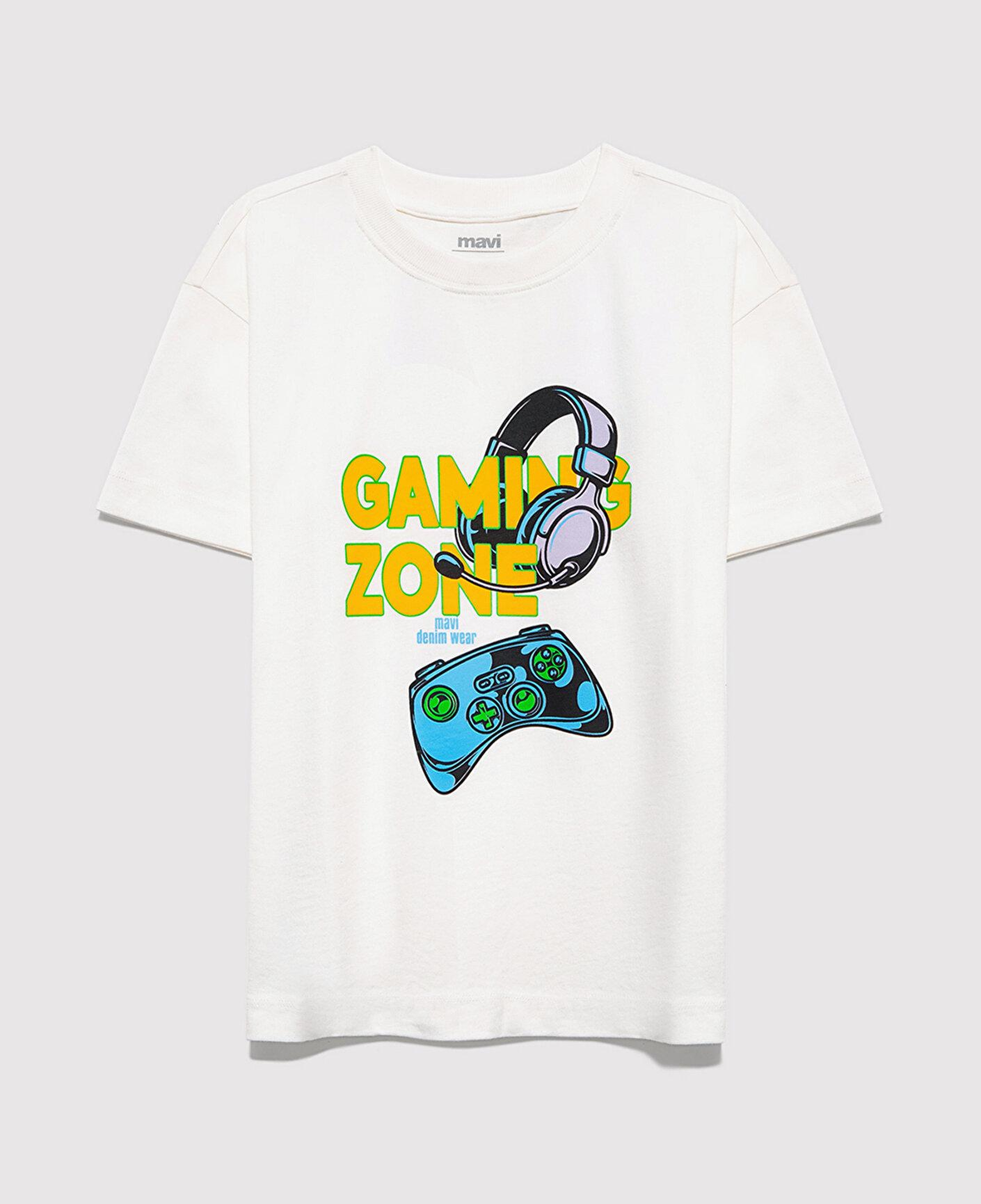 Mavi Game Zone Baskılı Ekru Tişört Loose Fit / Bol Rahat Kesim 6610483-70057
