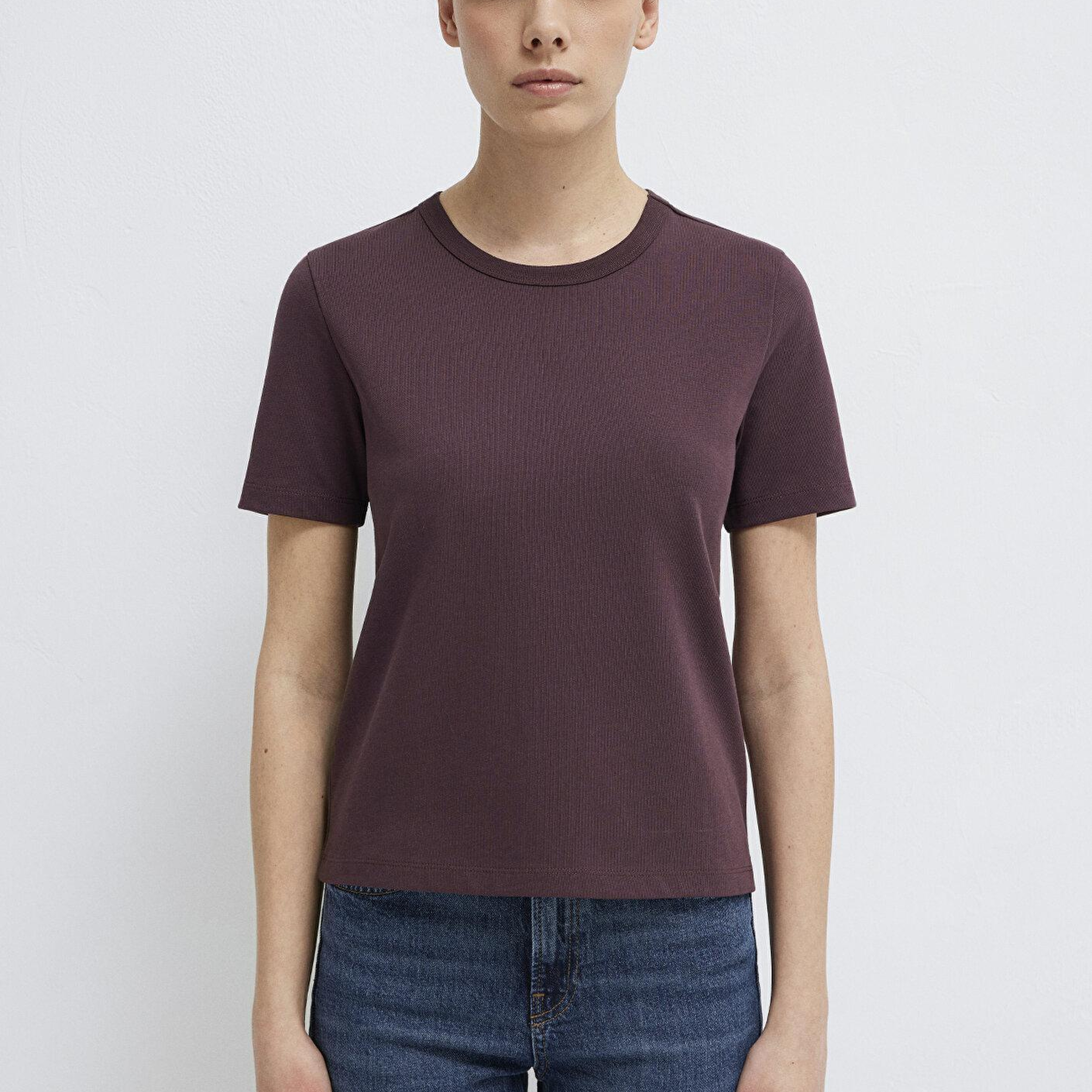 Mavi Bordo Basic Tişört Slim Fit / Dar Kesim 1614067-70223
