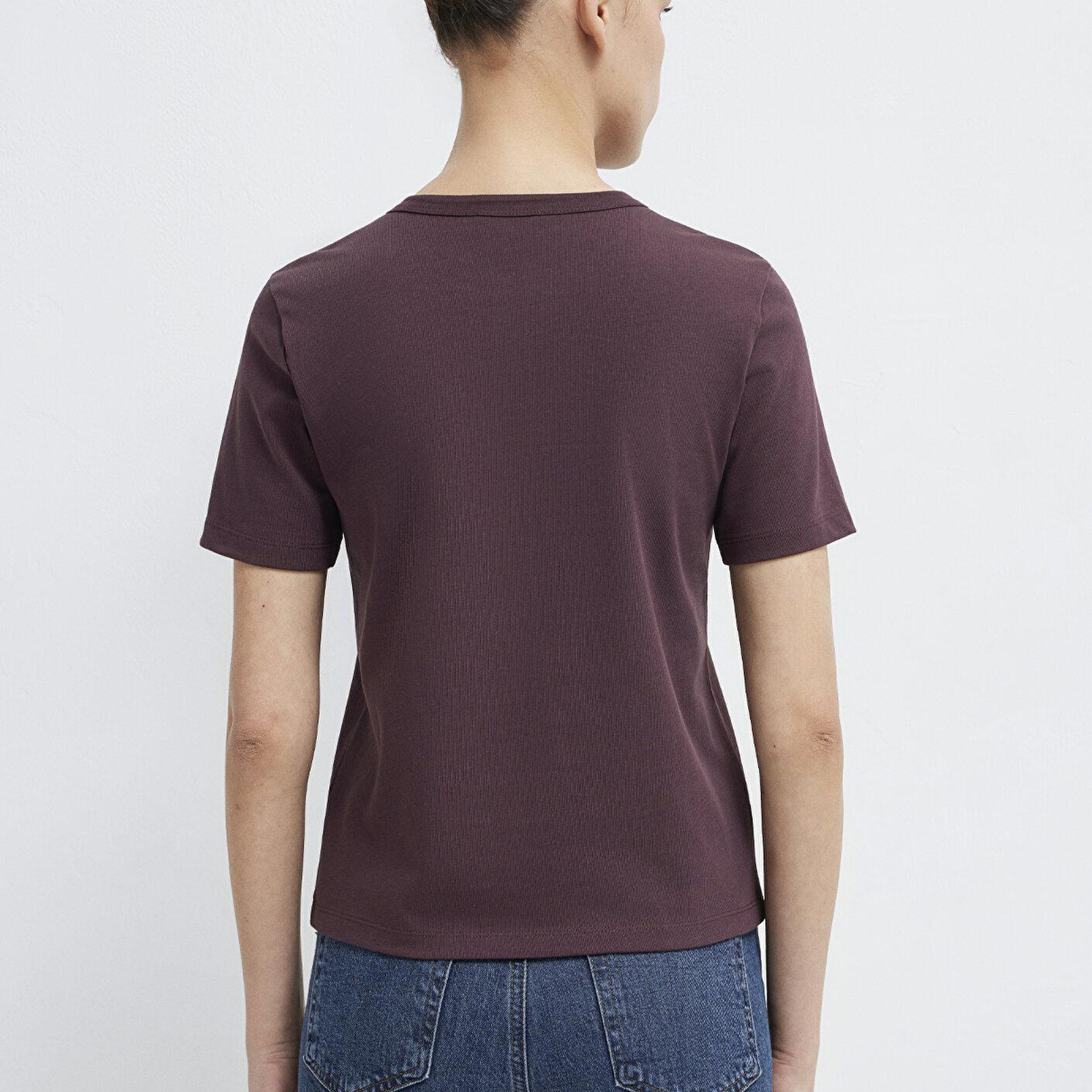 Mavi Bordo Basic Tişört Slim Fit / Dar Kesim 1614067-70223