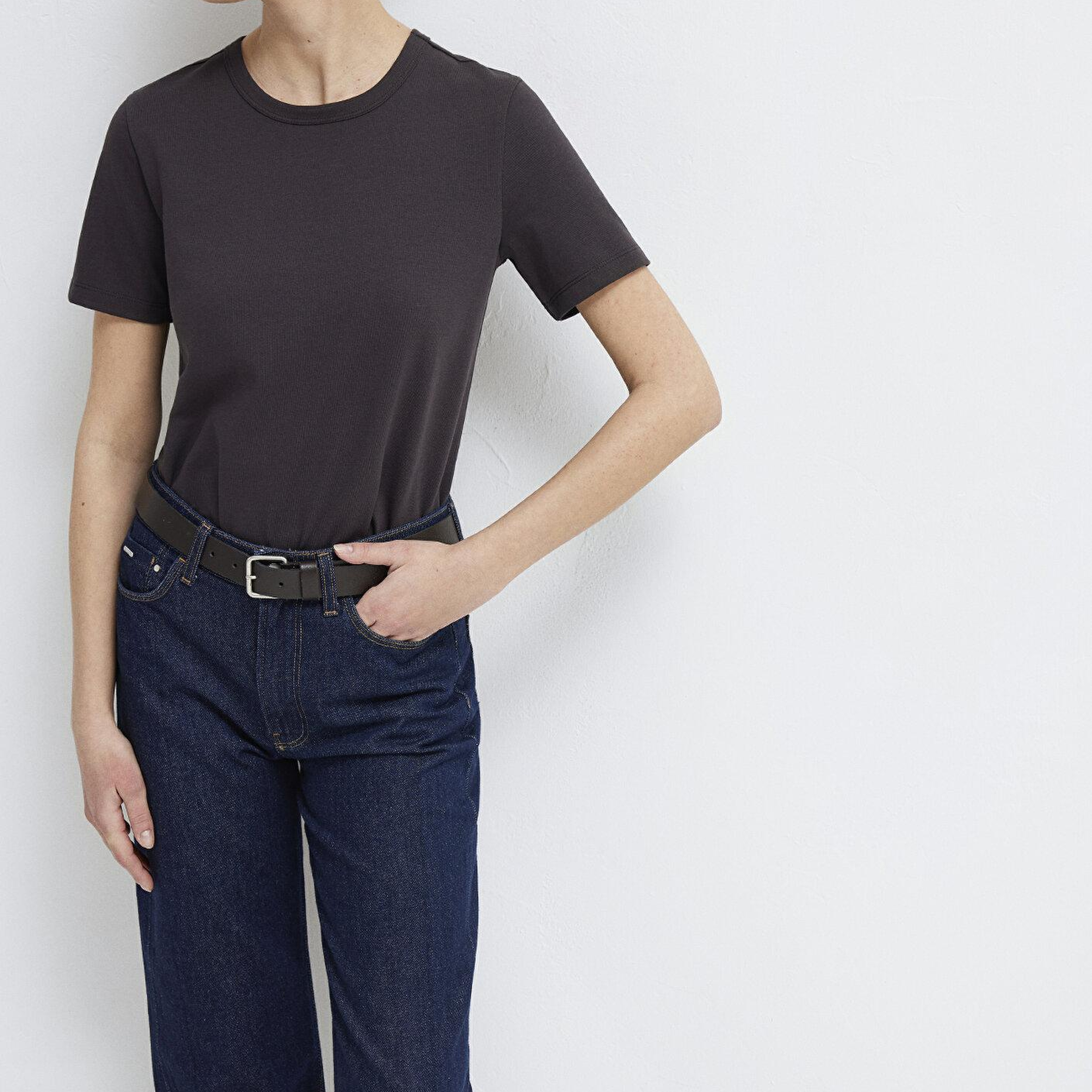 Mavi Kahverengi Basic Tişört Slim Fit / Dar Kesim 1614067-88615