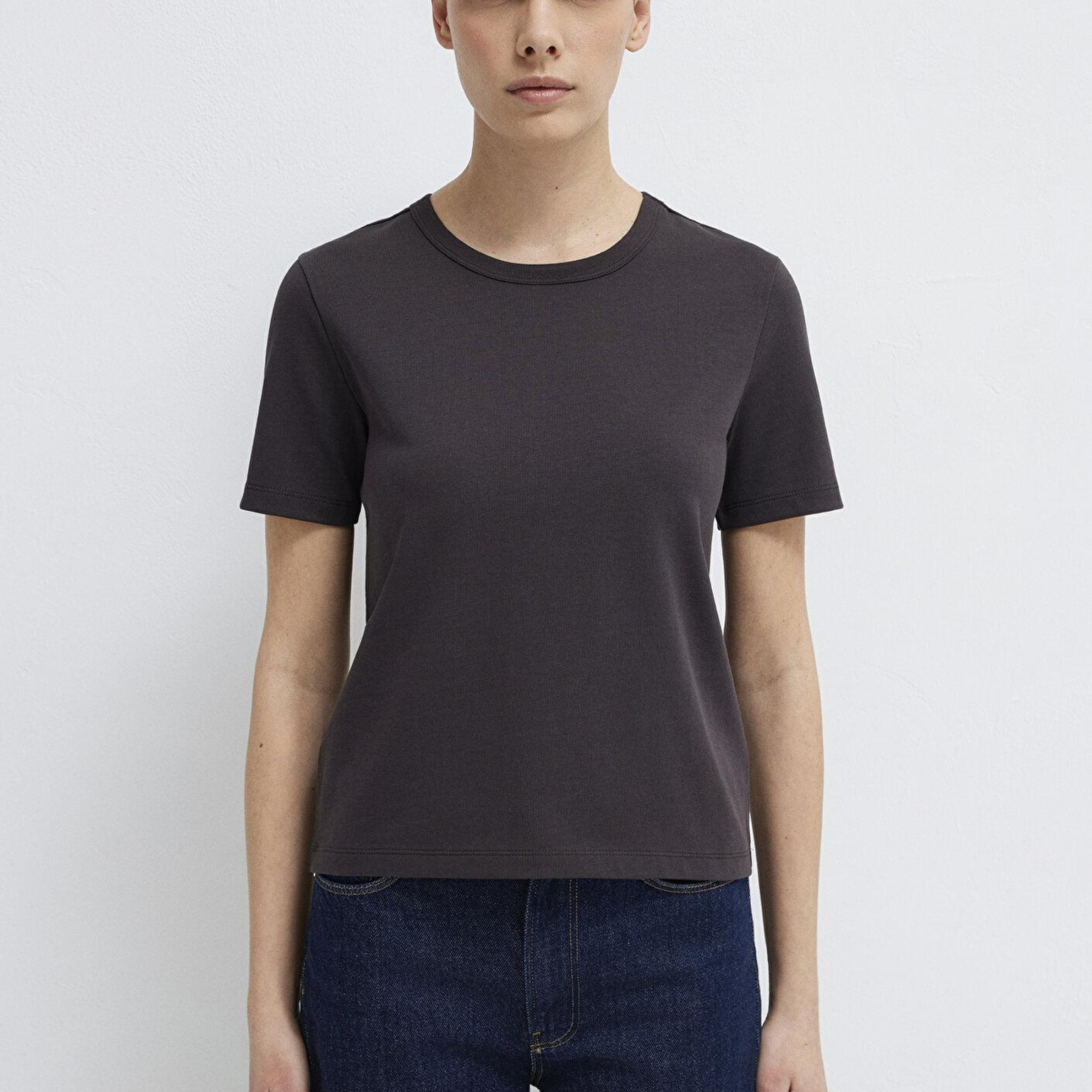 Mavi Kahverengi Basic Tişört Slim Fit / Dar Kesim 1614067-88615