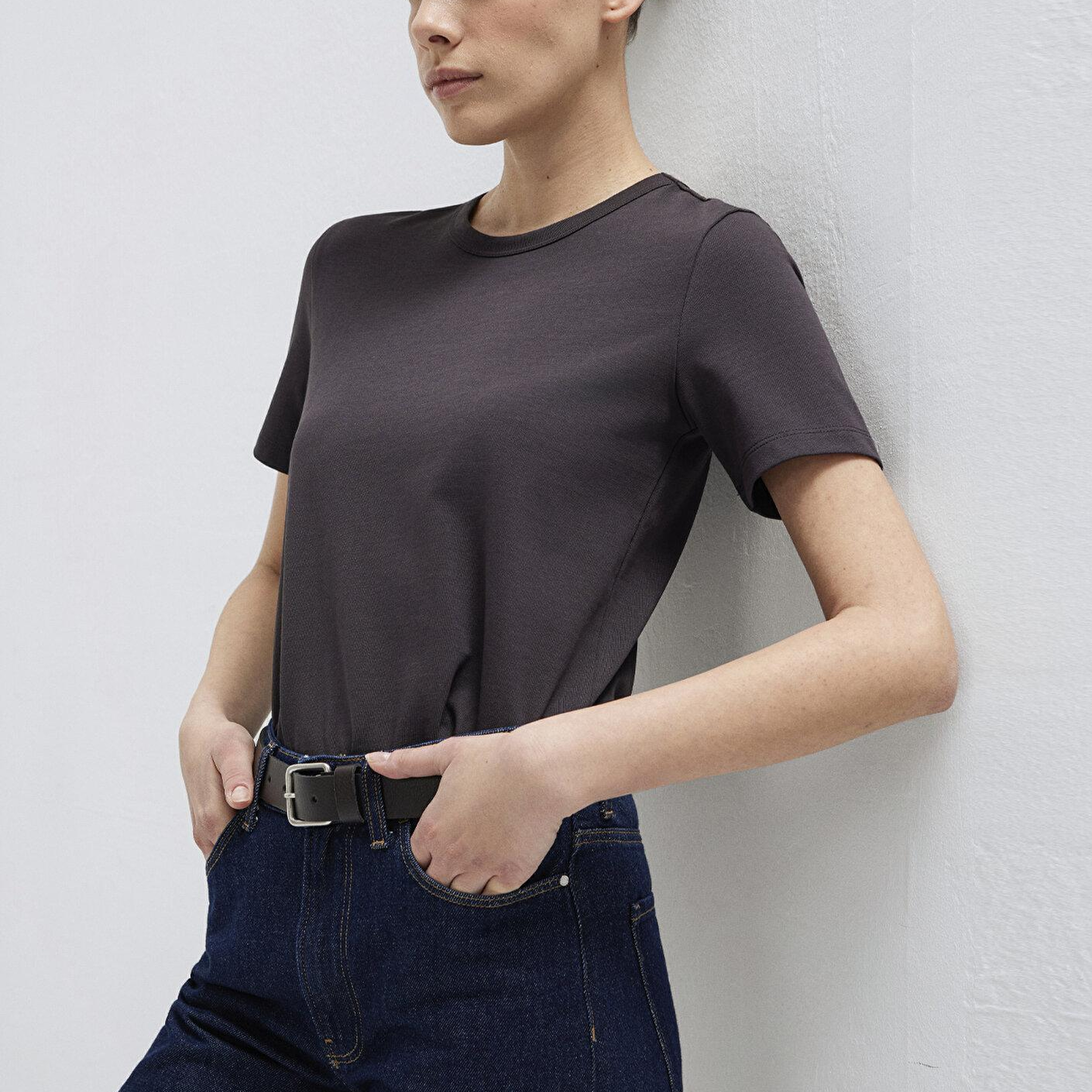 Mavi Kahverengi Basic Tişört Slim Fit / Dar Kesim 1614067-88615