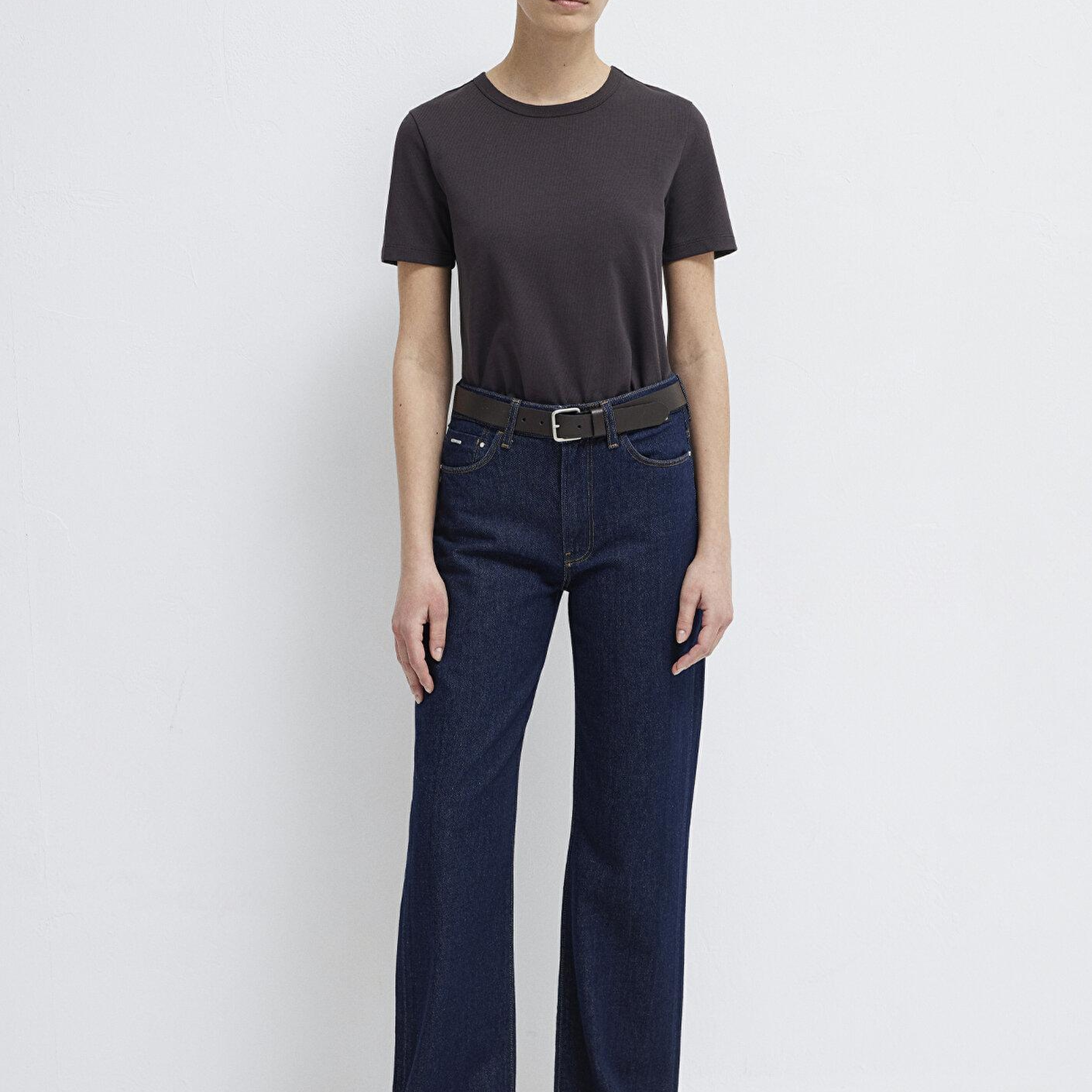 Mavi Kahverengi Basic Tişört Slim Fit / Dar Kesim 1614067-88615