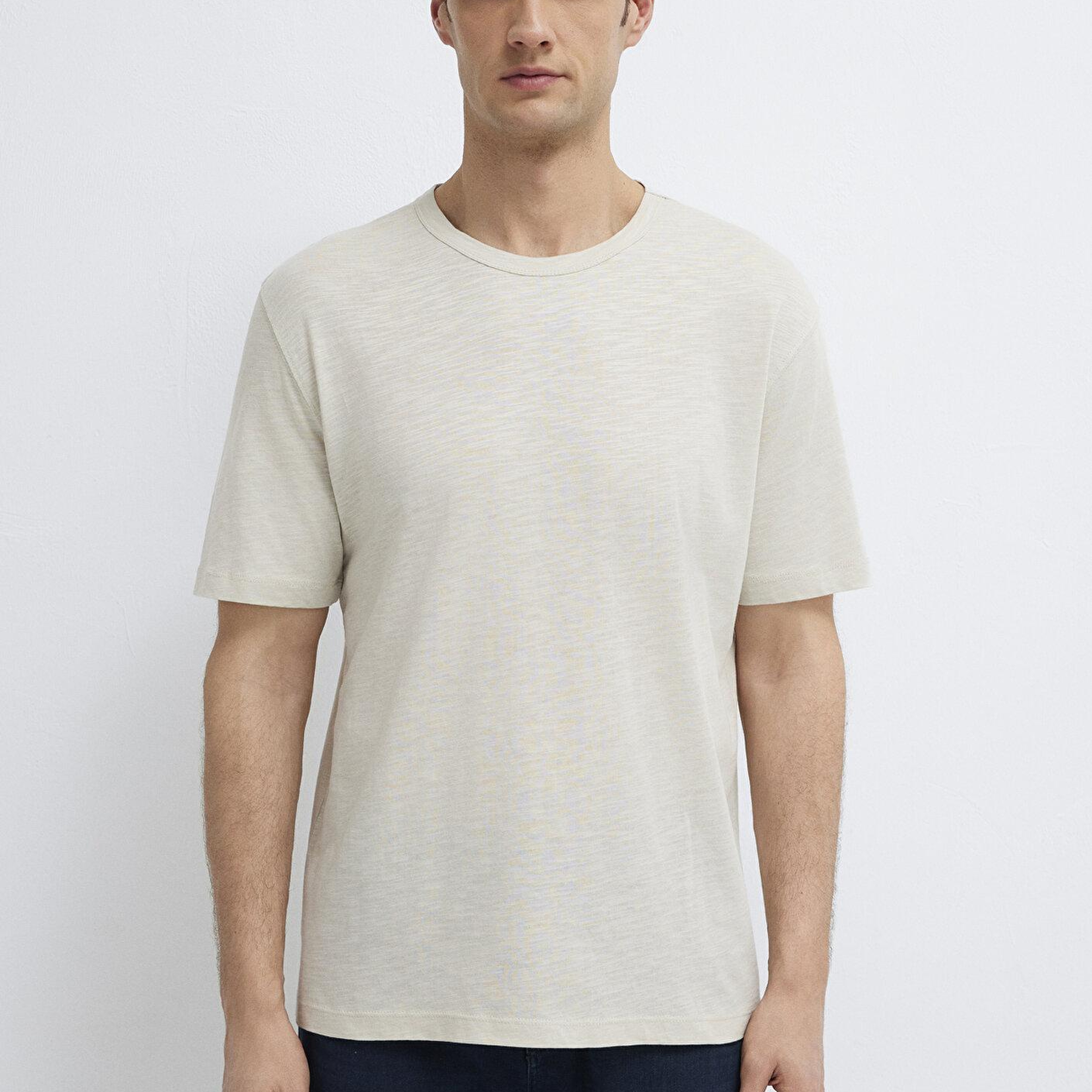 Mavi Bej Basic Tişört Loose Fit / Bol Rahat Kesim 0613460-70144