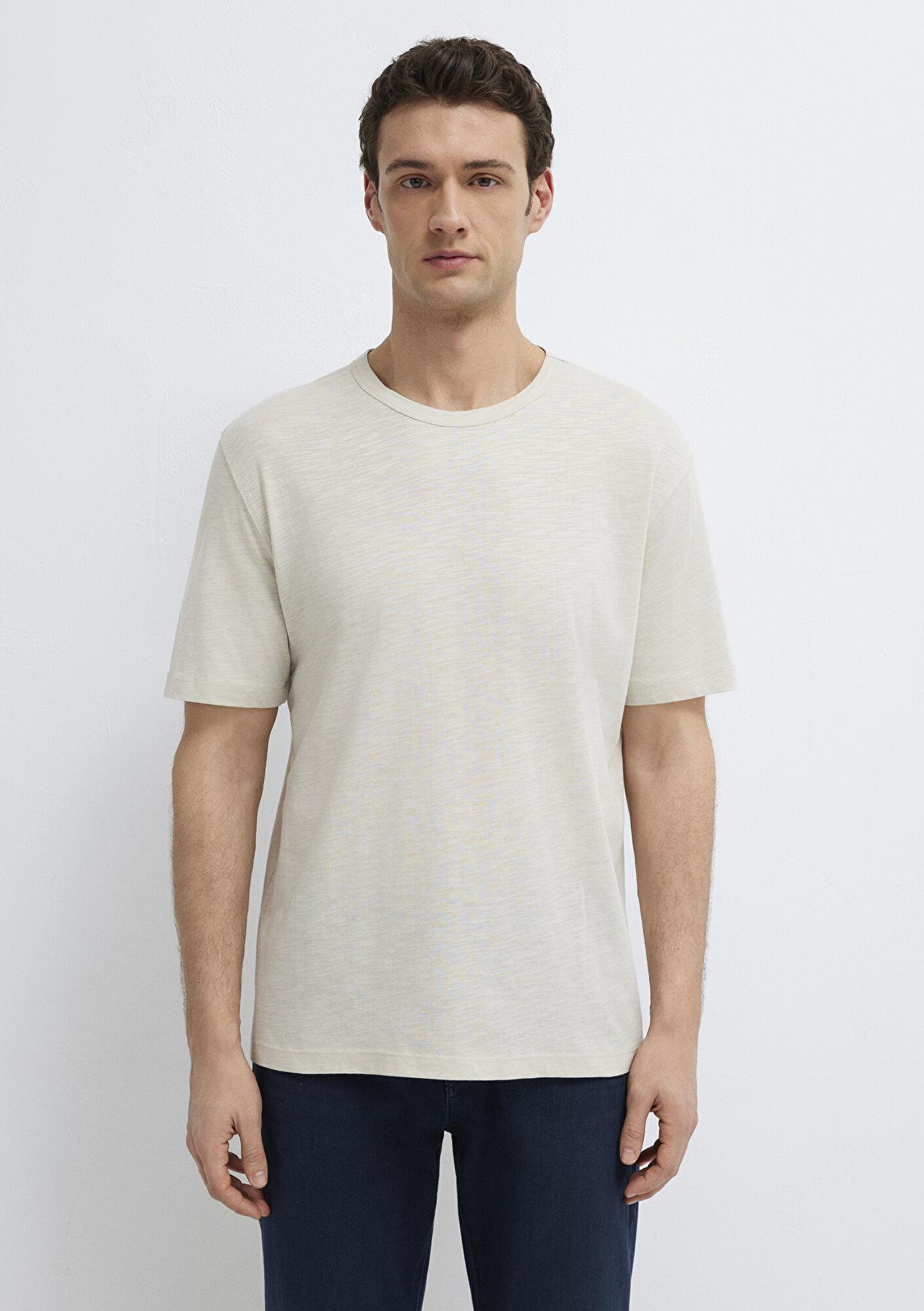 Mavi Bej Basic Tişört Loose Fit / Bol Rahat Kesim 0613460-70144