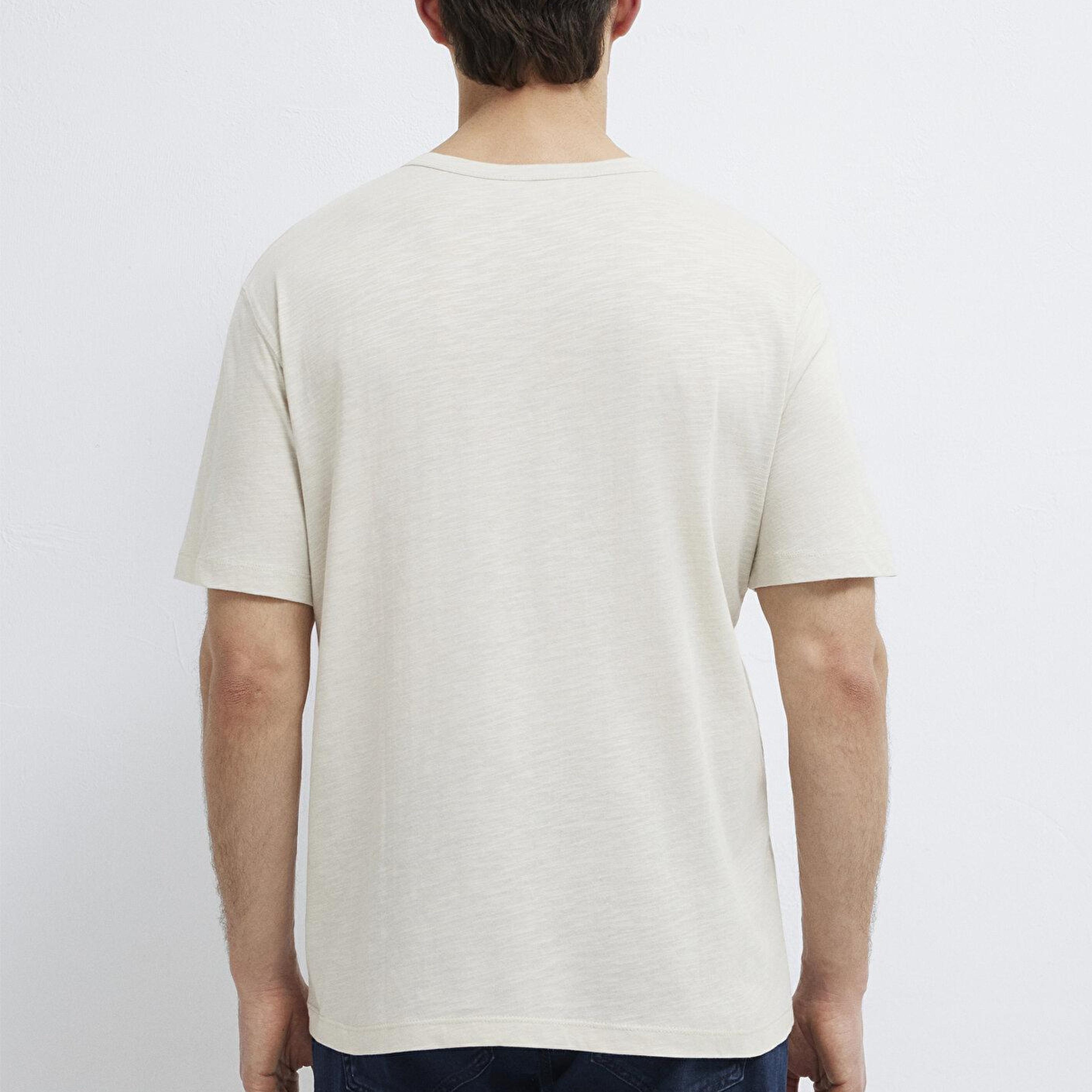 Mavi Bej Basic Tişört Loose Fit / Bol Rahat Kesim 0613460-70144