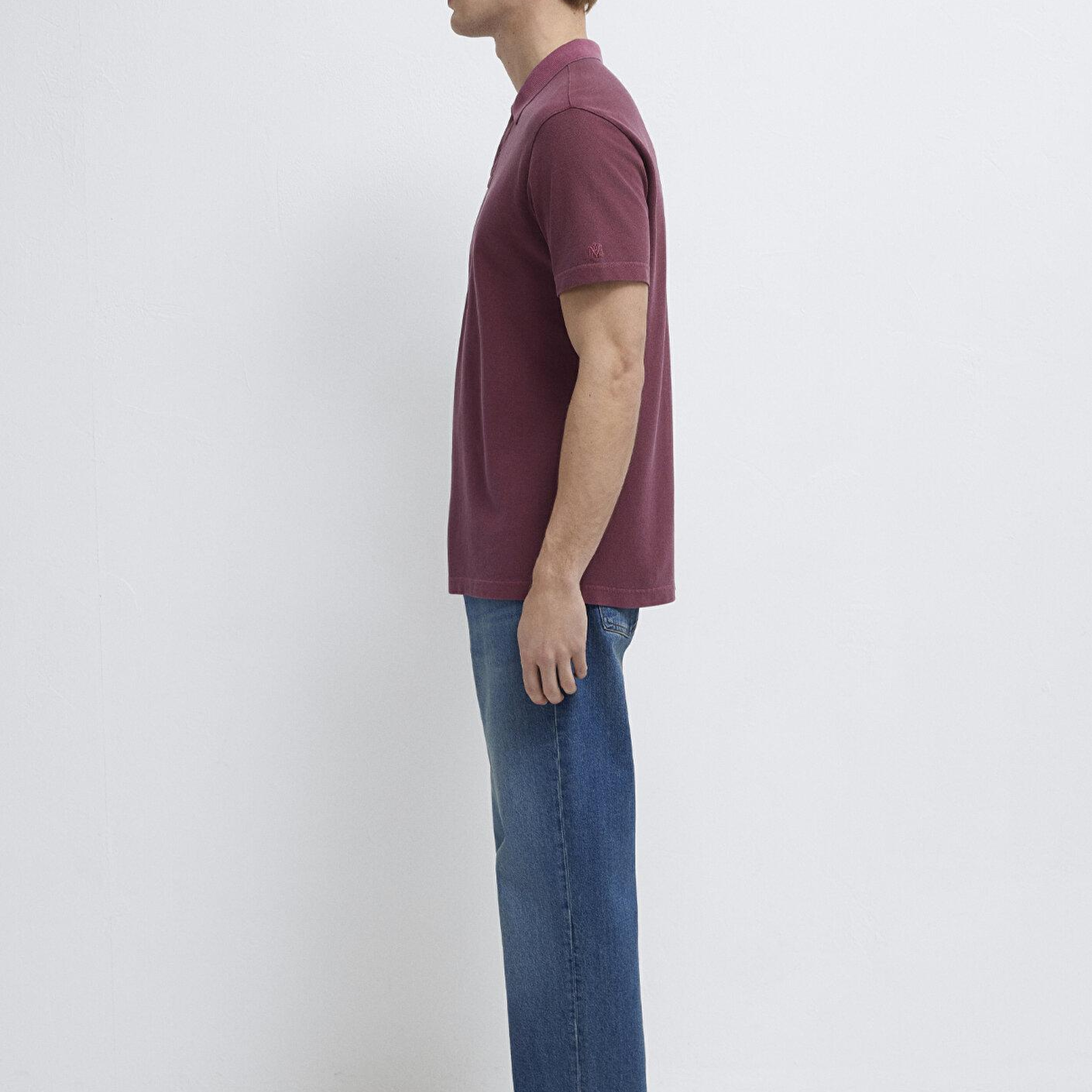 Mavi Bordo Polo Tişört Loose Fit / Bol Rahat Kesim 0613311-70426