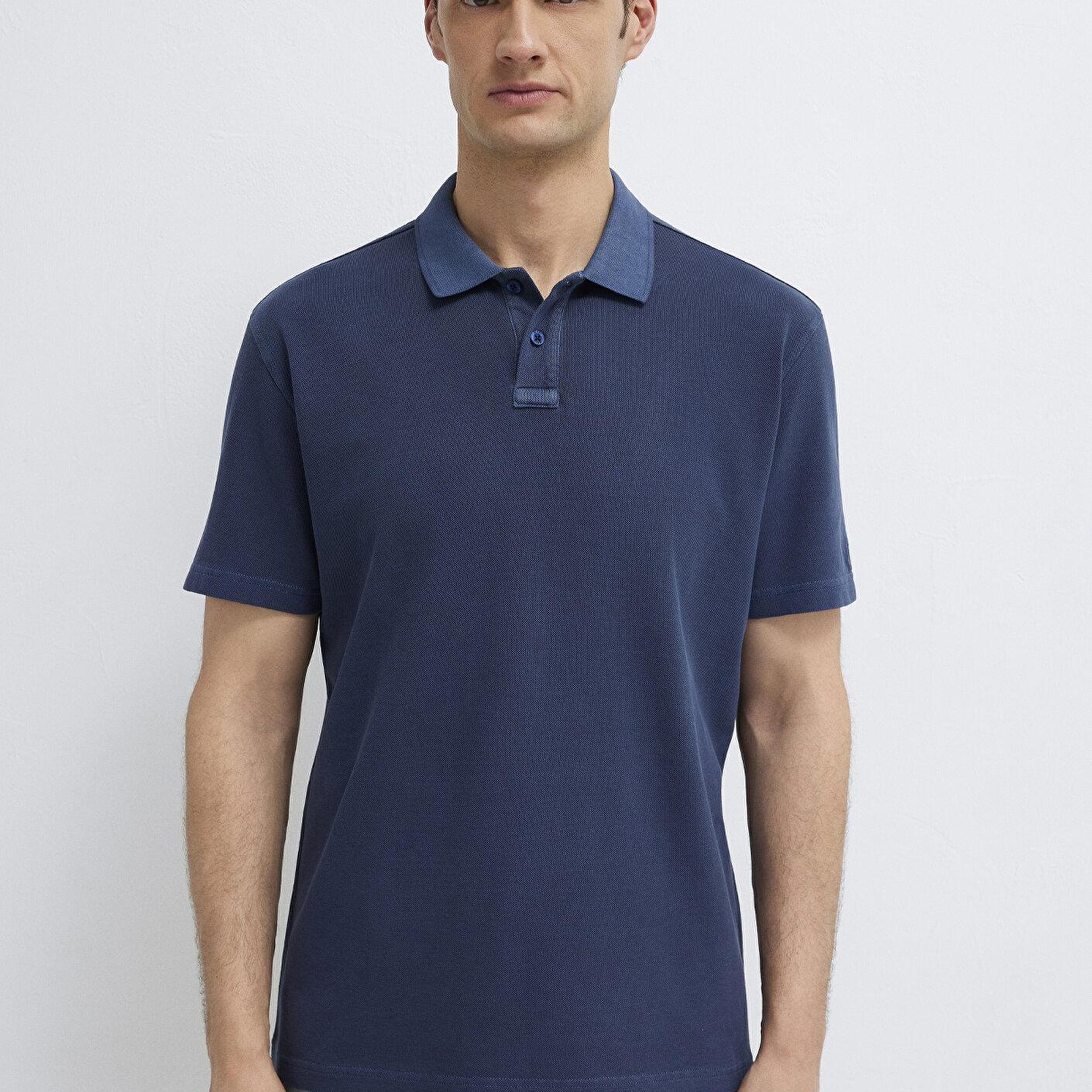 Mavi Lacivert Polo Tişört Loose Fit / Bol Rahat Kesim 0613311-70497