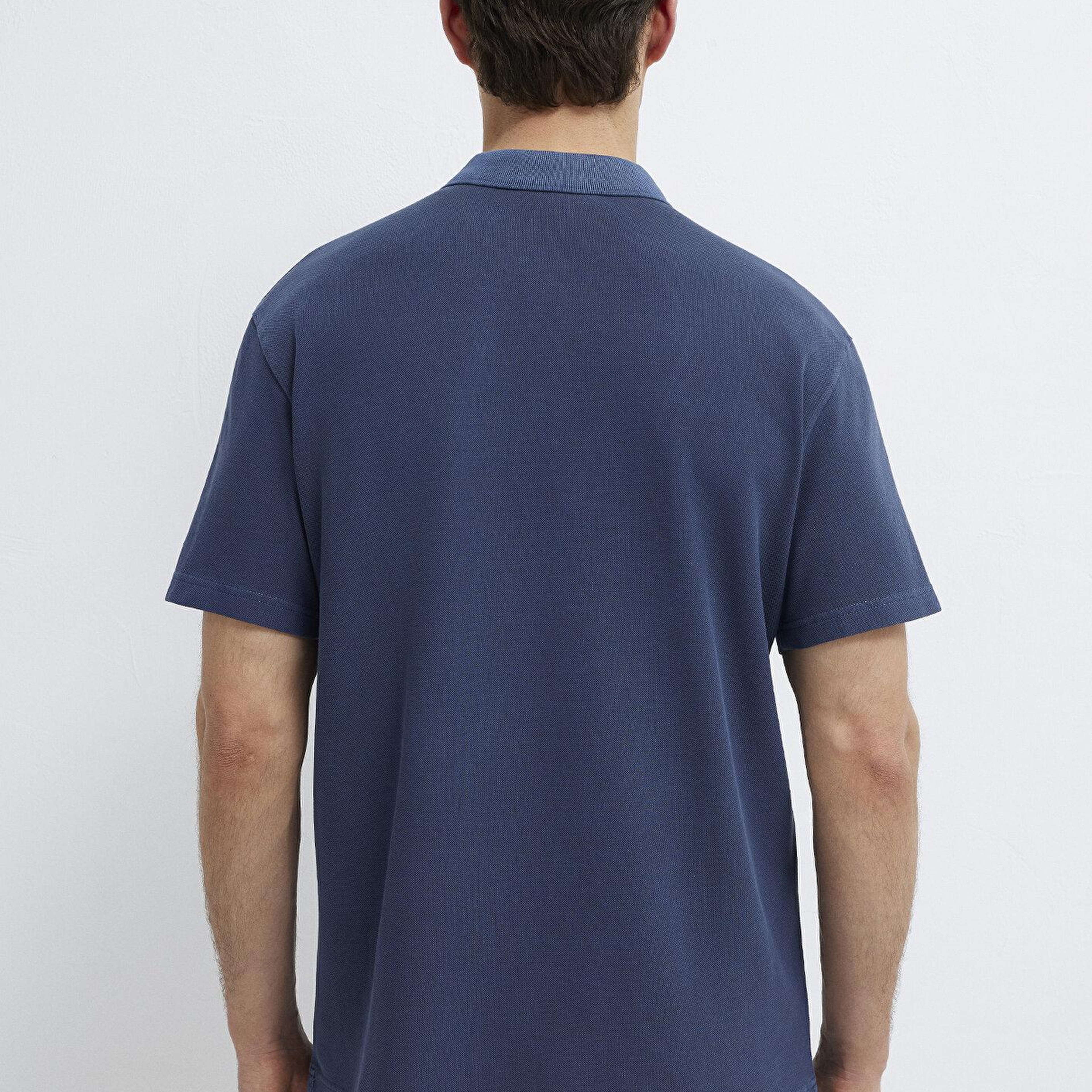 Mavi Lacivert Polo Tişört Loose Fit / Bol Rahat Kesim 0613311-70497