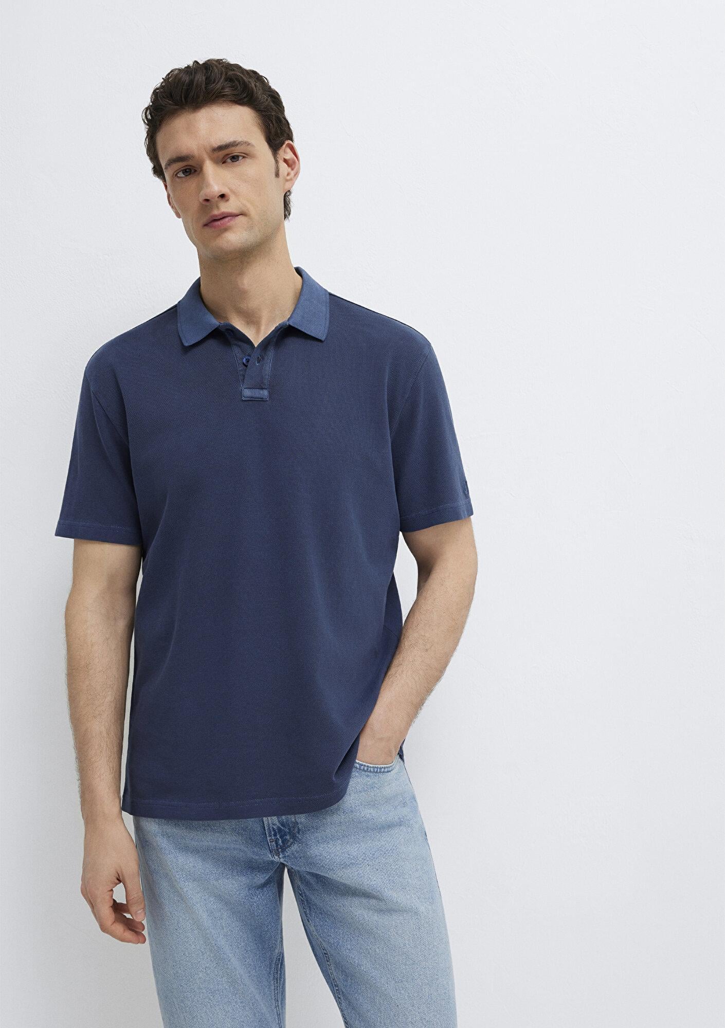 Mavi Lacivert Polo Tişört Loose Fit / Bol Rahat Kesim 0613311-70497