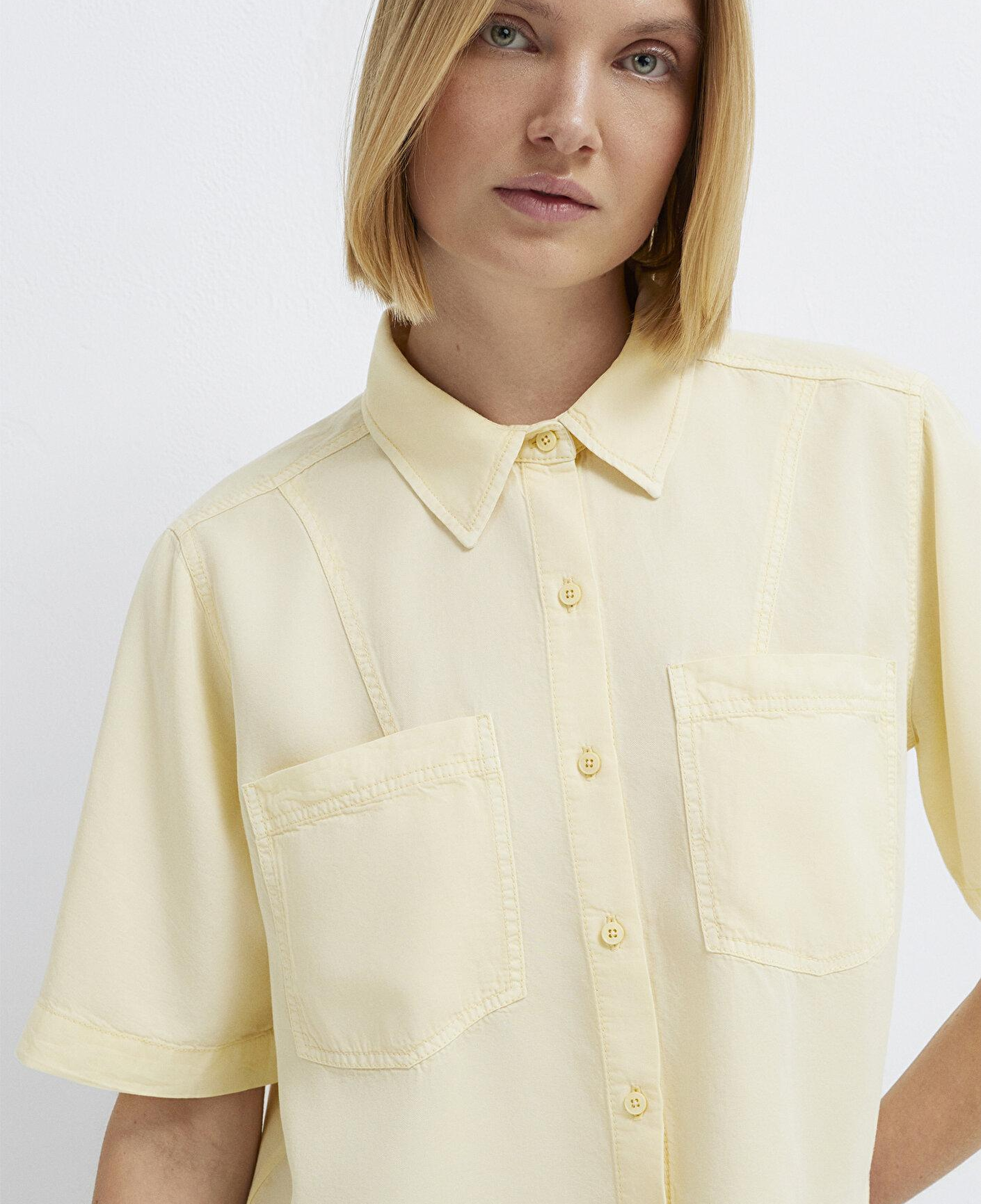 Mavi Sarı Crop Gömlek Loose Fit / Bol Rahat Kesim 1211458-89145