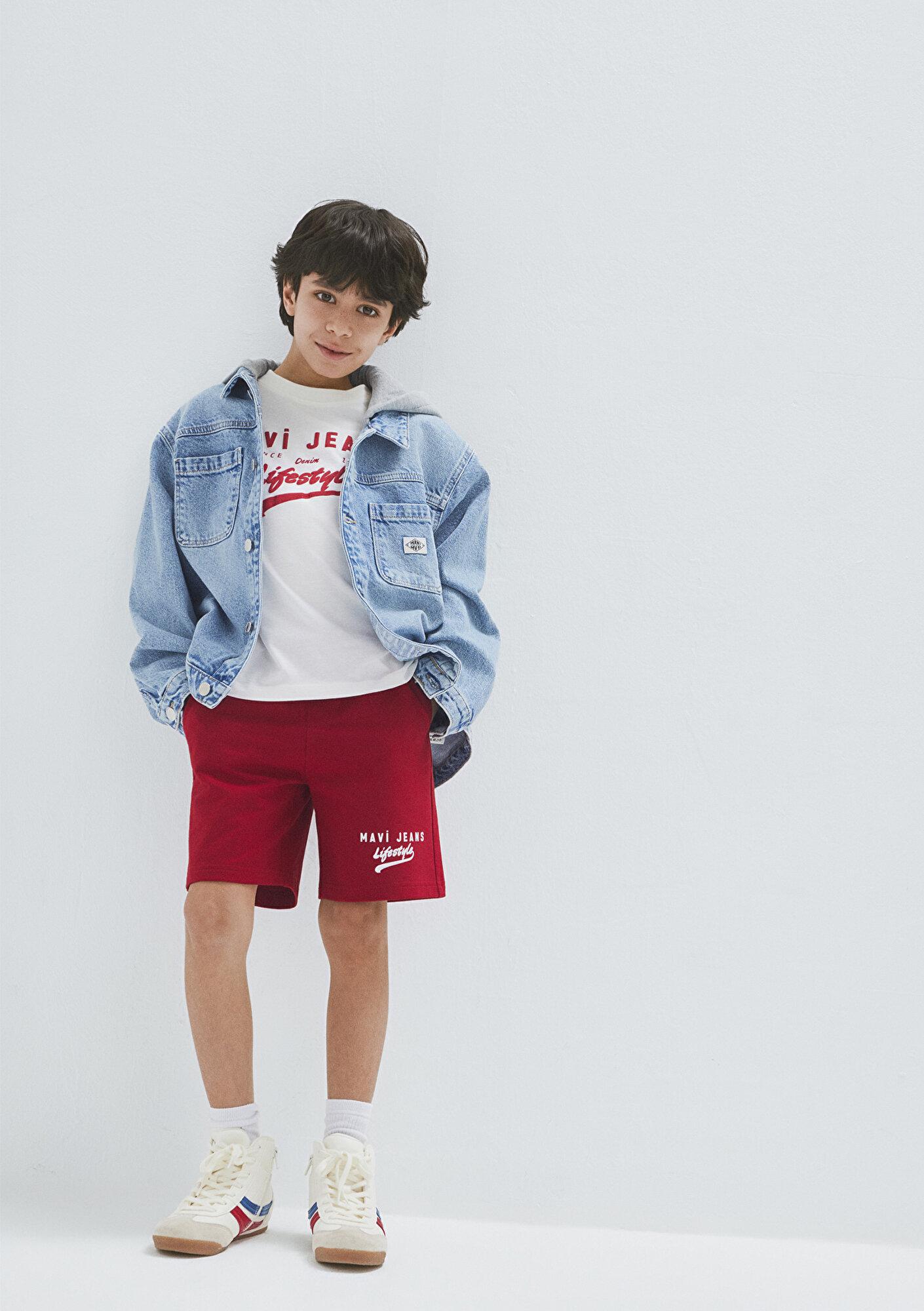 Mavi Mavi Jeans Baskılı Kırmızı Şort 6410019-89125