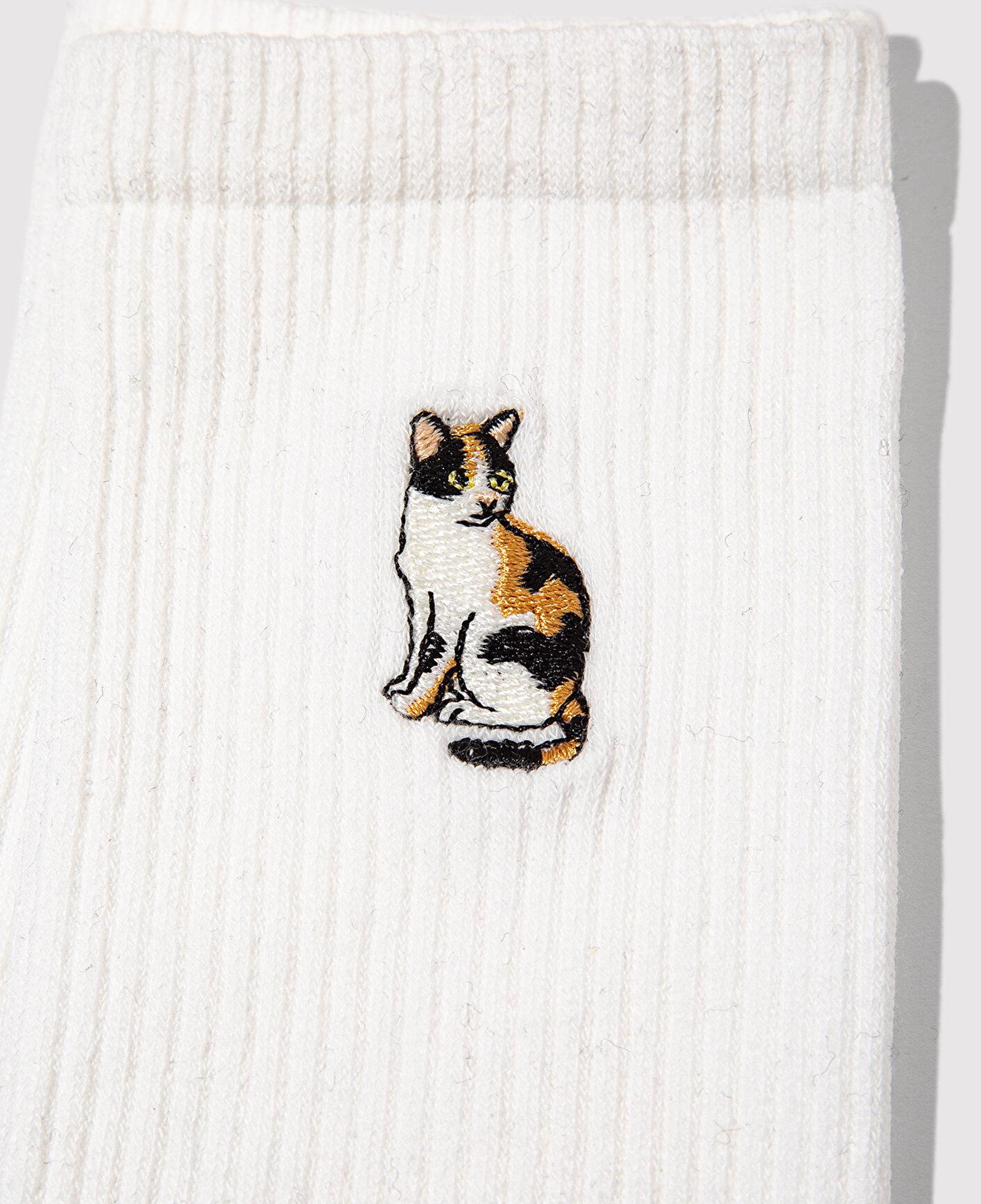 Mavi Kedi Nakışlı Ekru Soket Çorap 1913946-70048