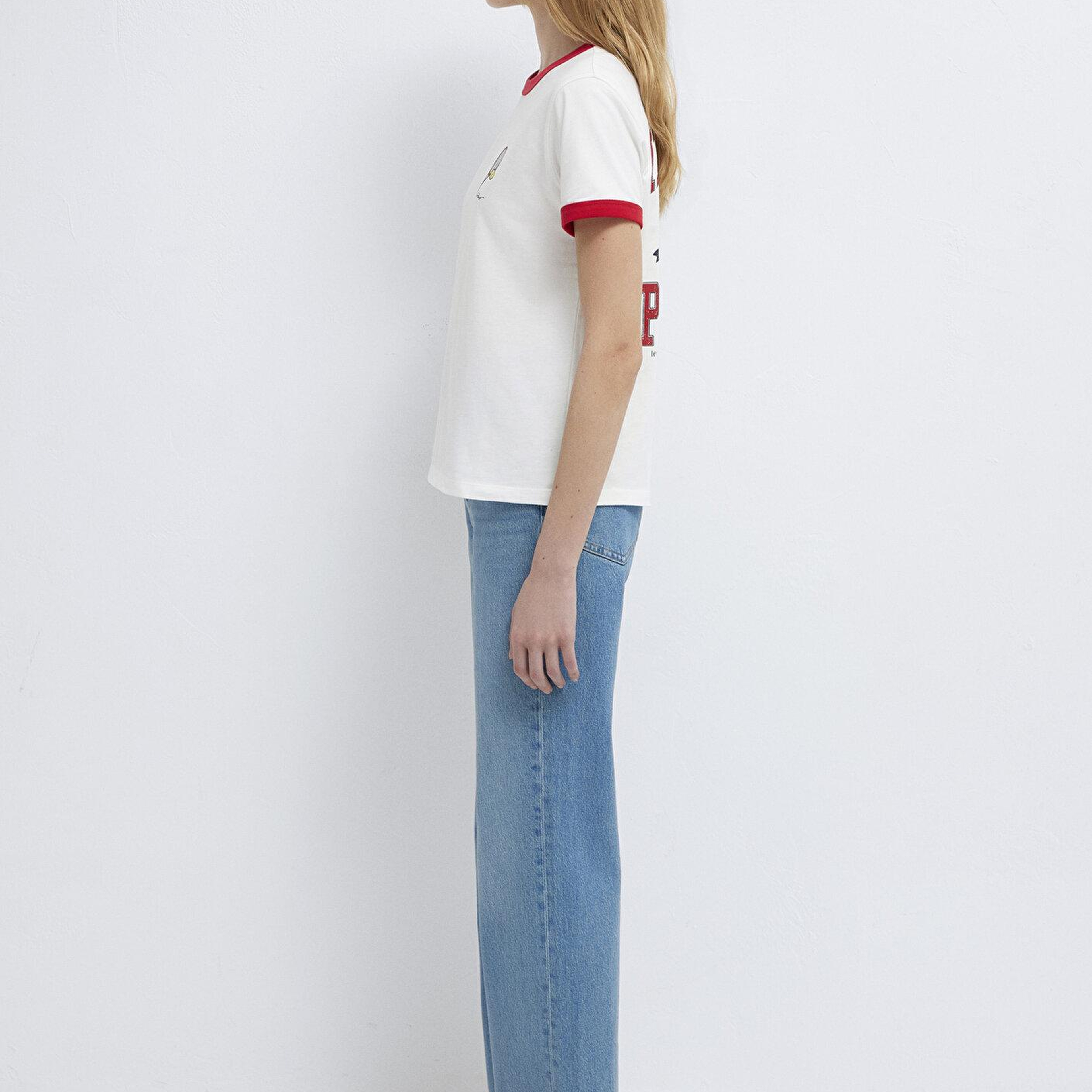 Mavi Şirinler Baskılı Ekru Tişört Regular Fit / Normal Kesim 1614041-70057