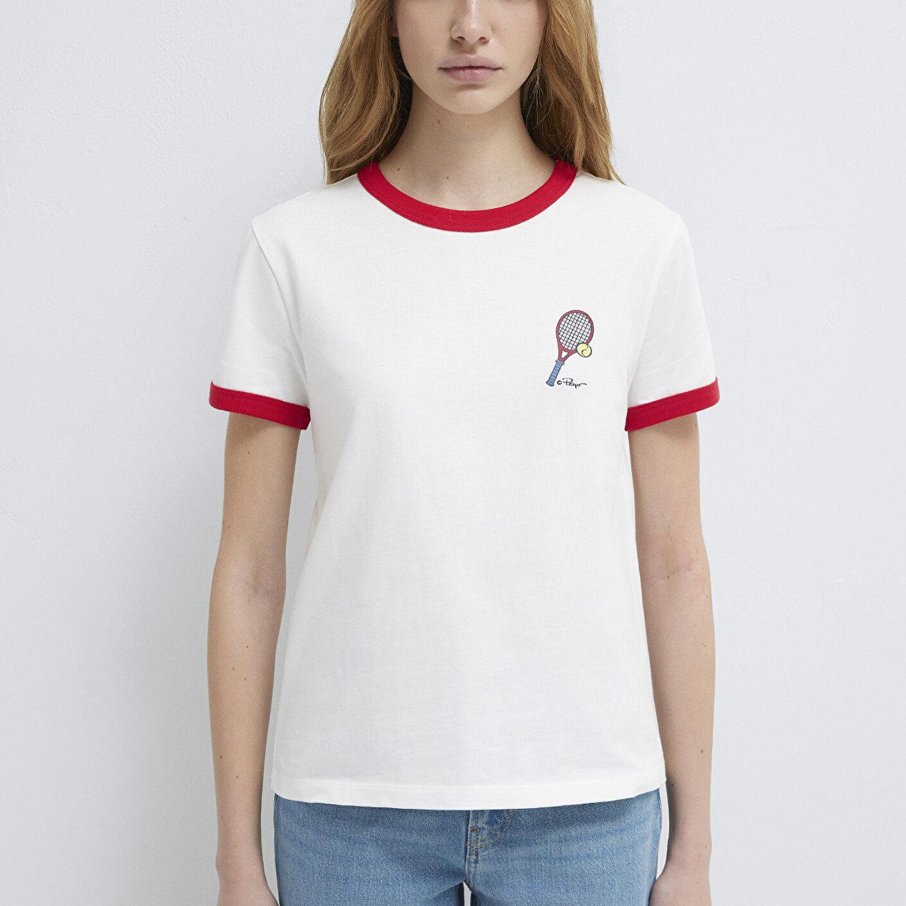 Mavi Şirinler Baskılı Ekru Tişört Regular Fit / Normal Kesim 1614041-70057