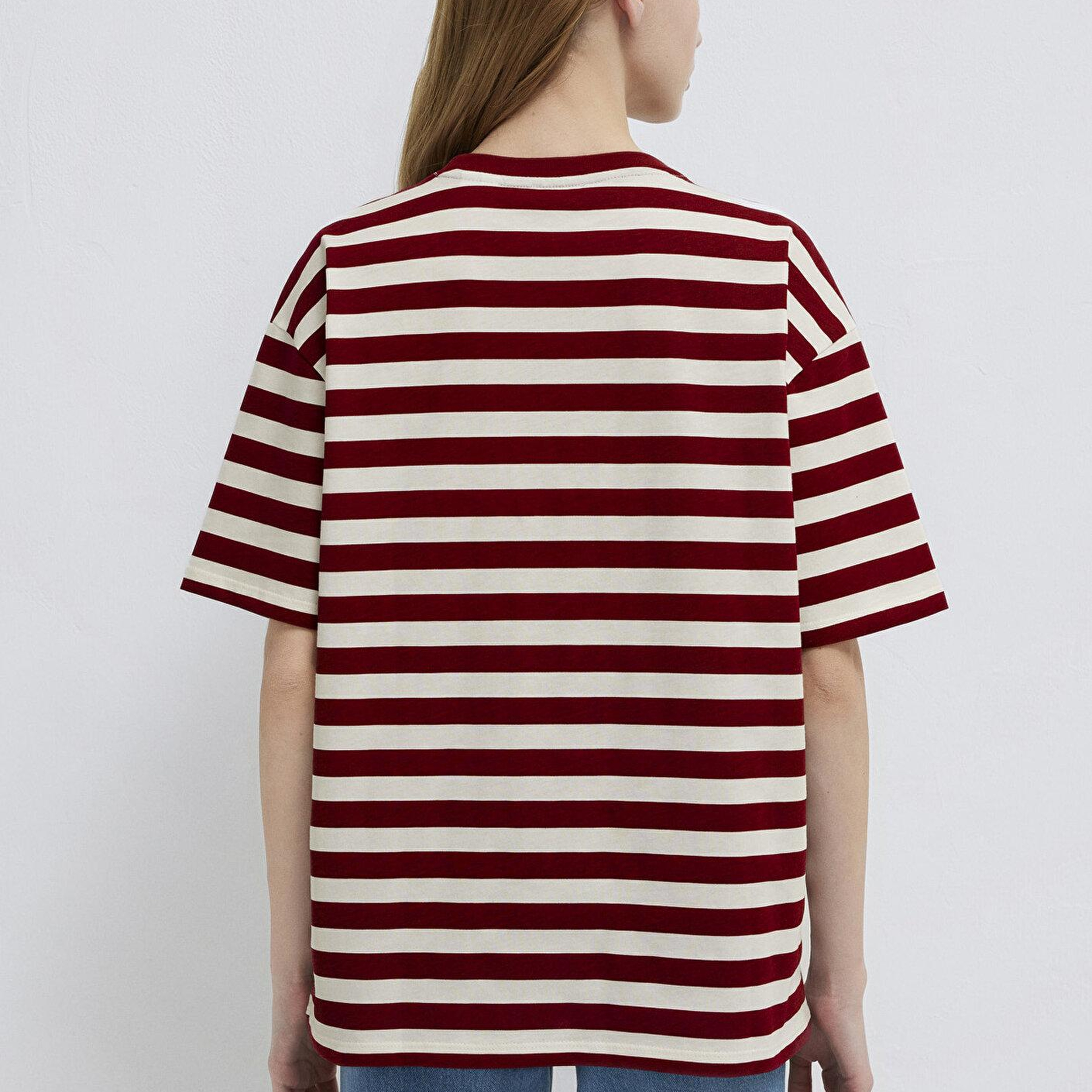 Mavi Snoopy Baskılı Bordo Tişört Loose Fit / Bol Rahat Kesim 1614057-91577
