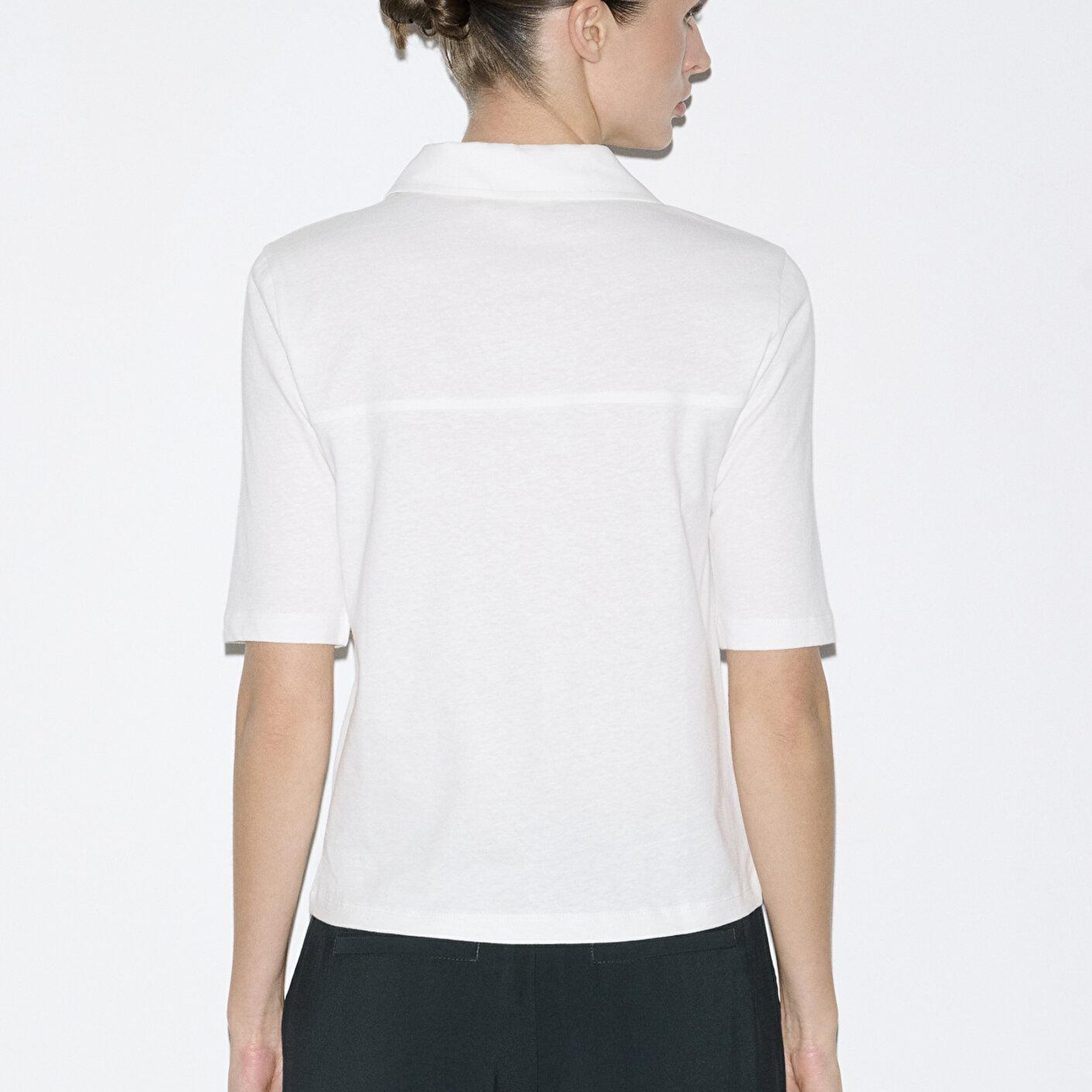 Mavi Keten Karışımlı Ekru Polo Tişört Slim Fit / Dar Kesim 1613858-70057