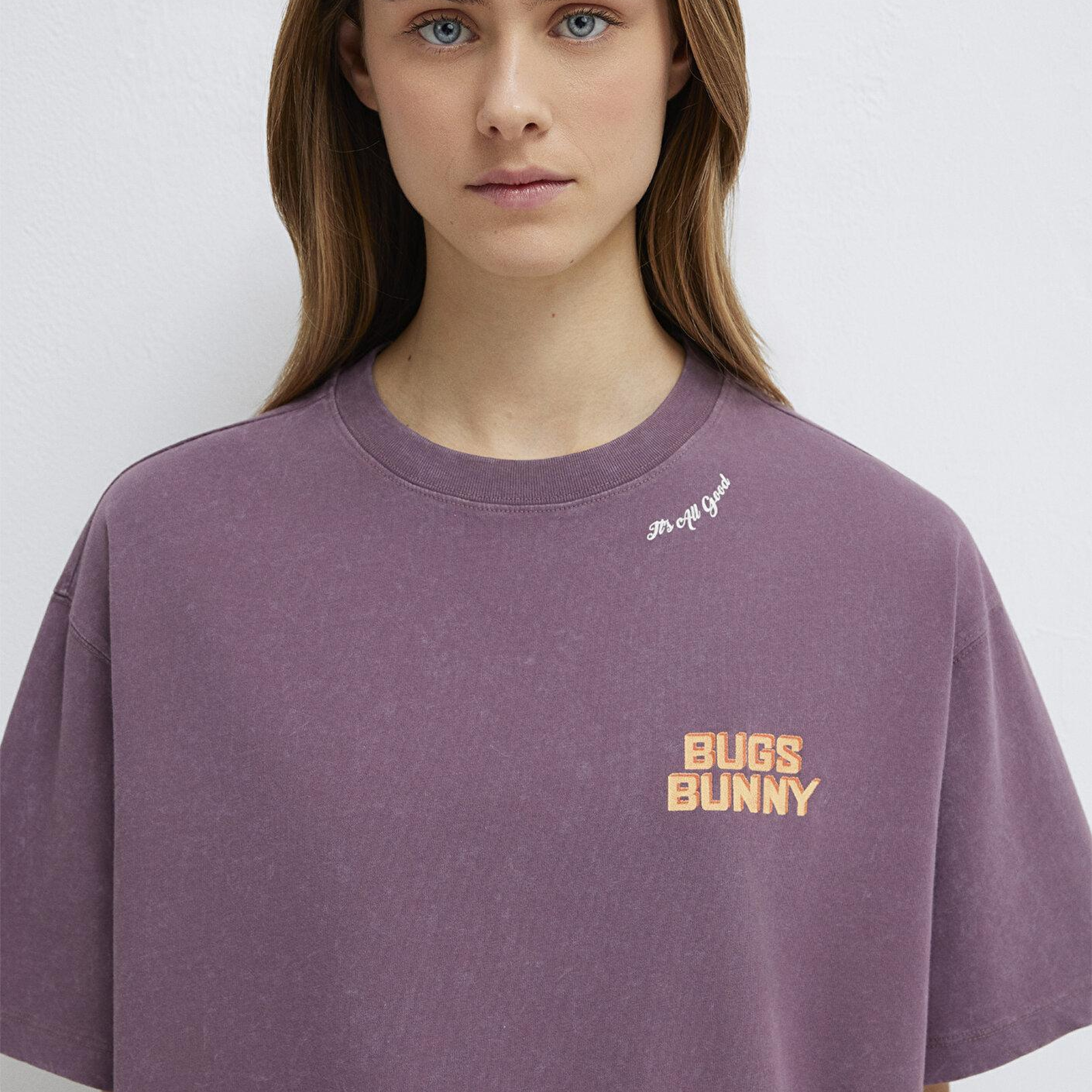 Mavi Bugs Bunny Baskılı Mor Tişört Oversize / Geniş Kesim 1614050-70650