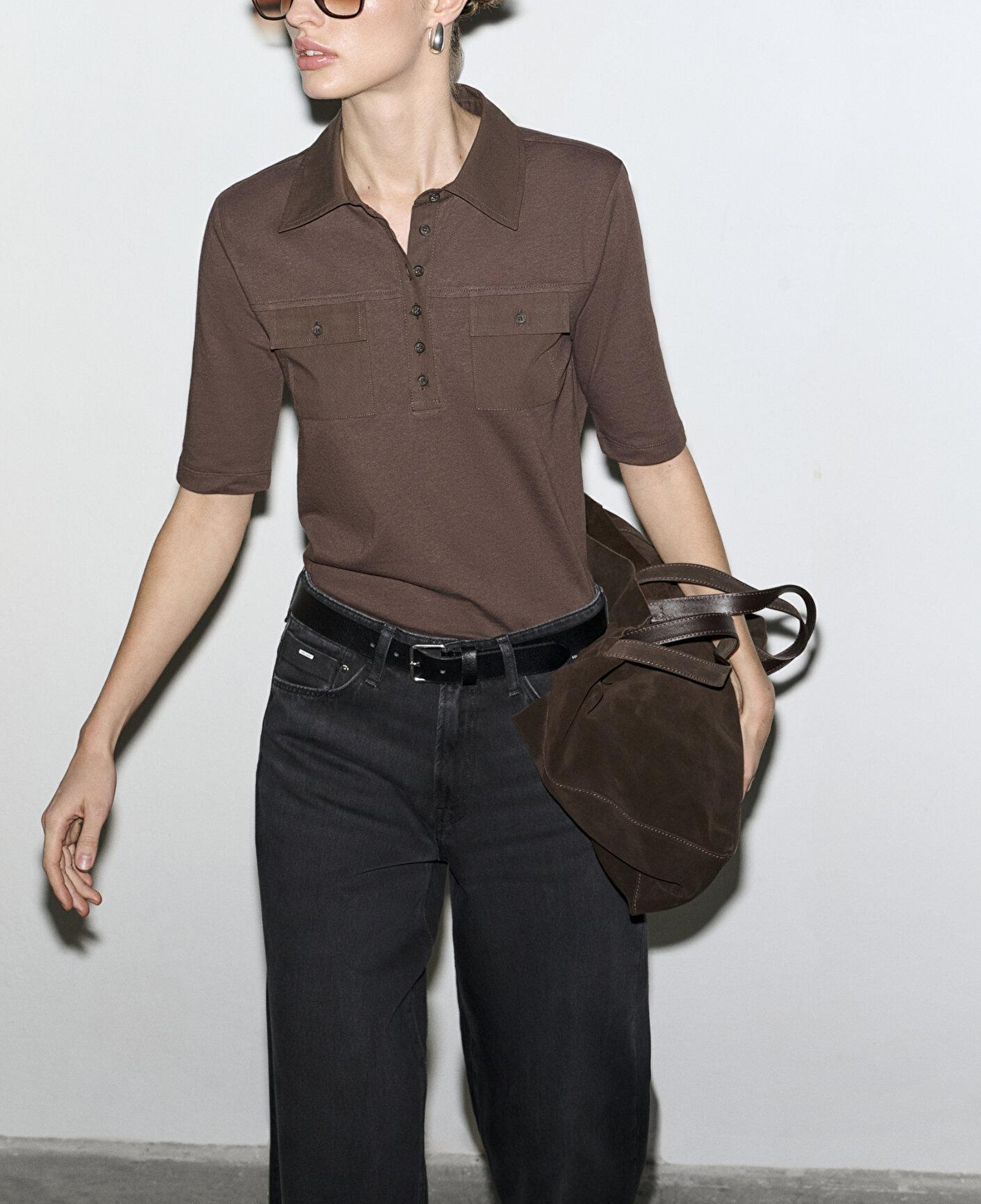 Mavi Keten Karışımlı Kahverengi Polo Tişört Slim Fit / Dar Kesim 1613858-71603