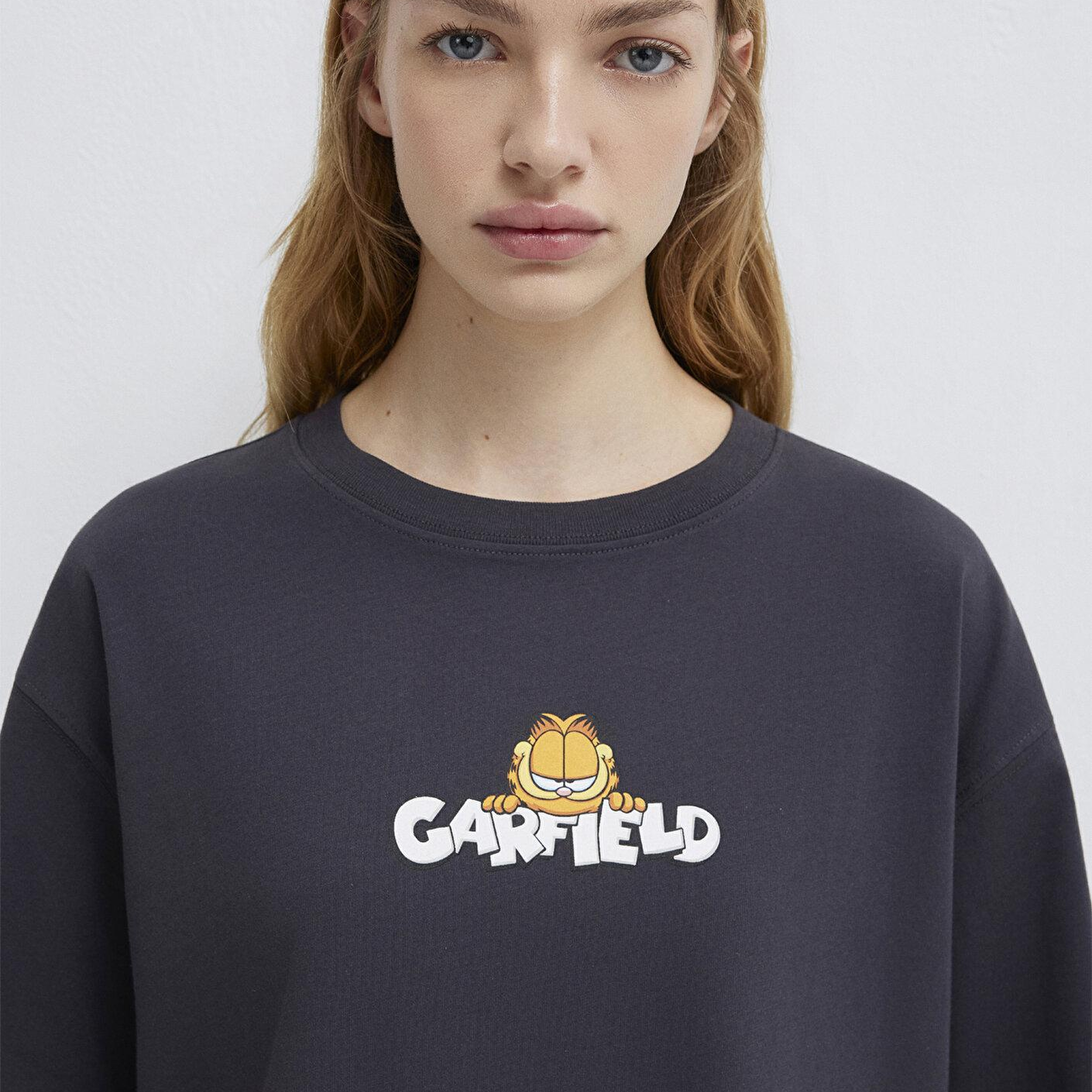 Mavi Garfield Baskılı Antrasit Tişört Loose Fit / Bol Rahat Kesim 1614051-70087