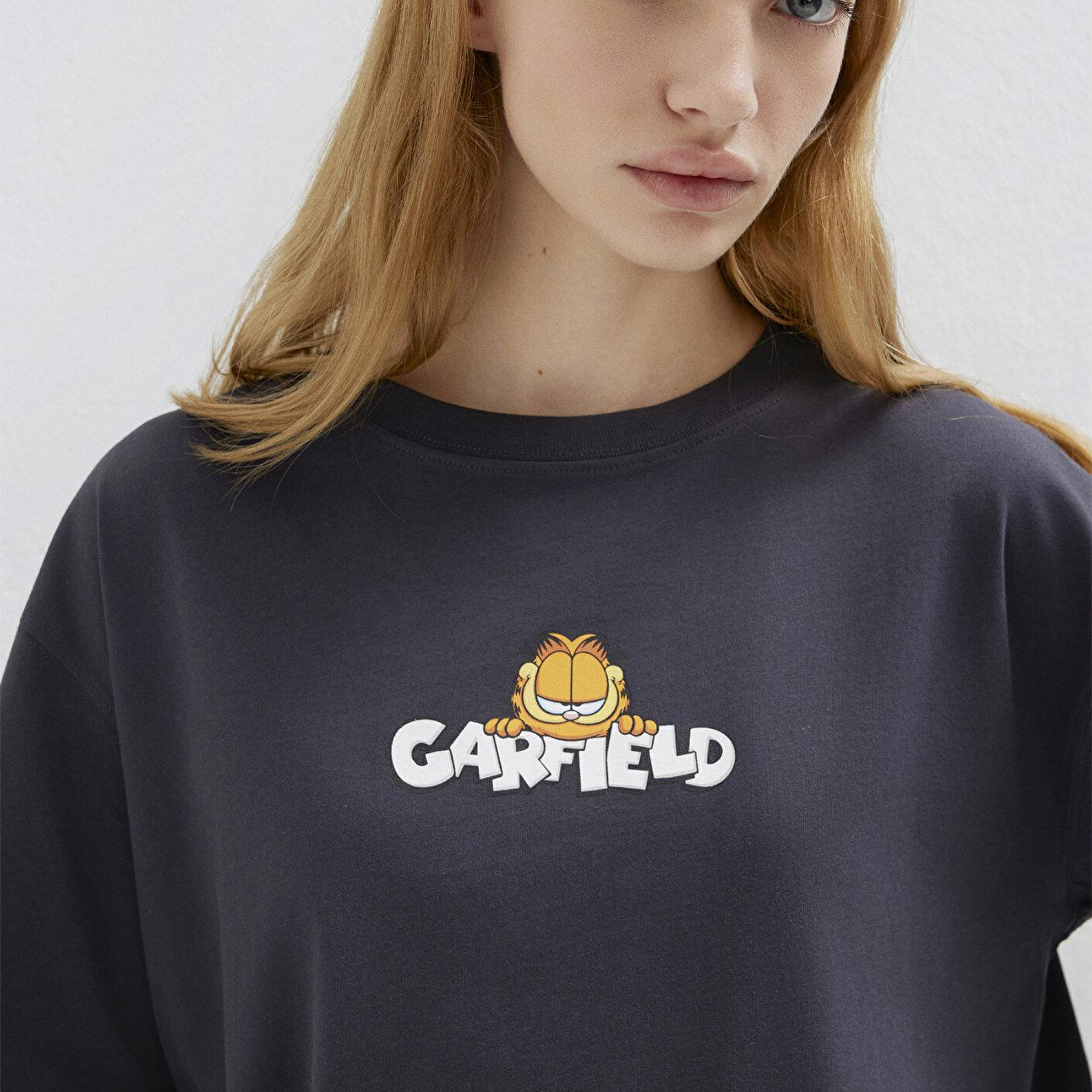 Mavi Garfield Baskılı Antrasit Tişört Loose Fit / Bol Rahat Kesim 1614051-70087