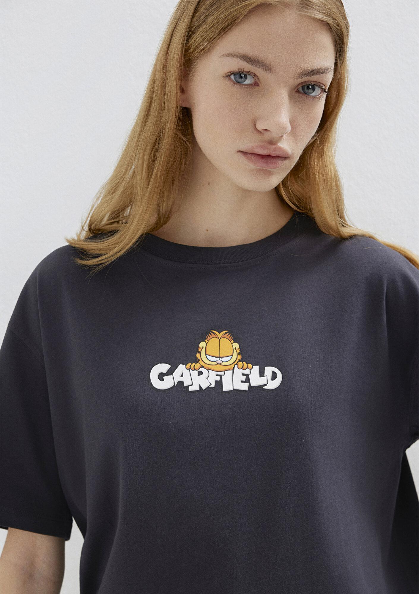 Mavi Garfield Baskılı Antrasit Tişört Loose Fit / Bol Rahat Kesim 1614051-70087
