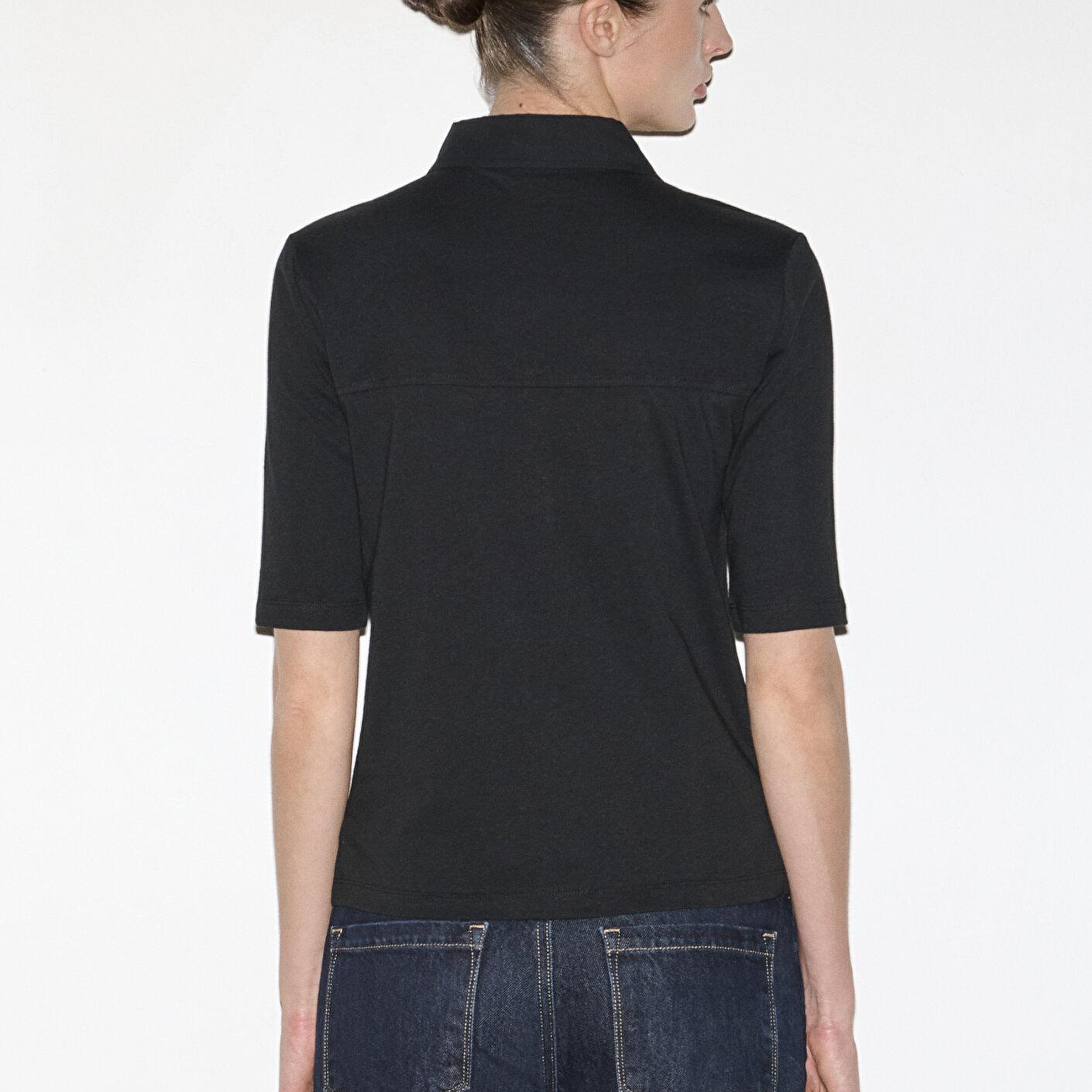 Mavi Keten Karışımlı Siyah Polo Tişört Slim Fit / Dar Kesim 1613858-900