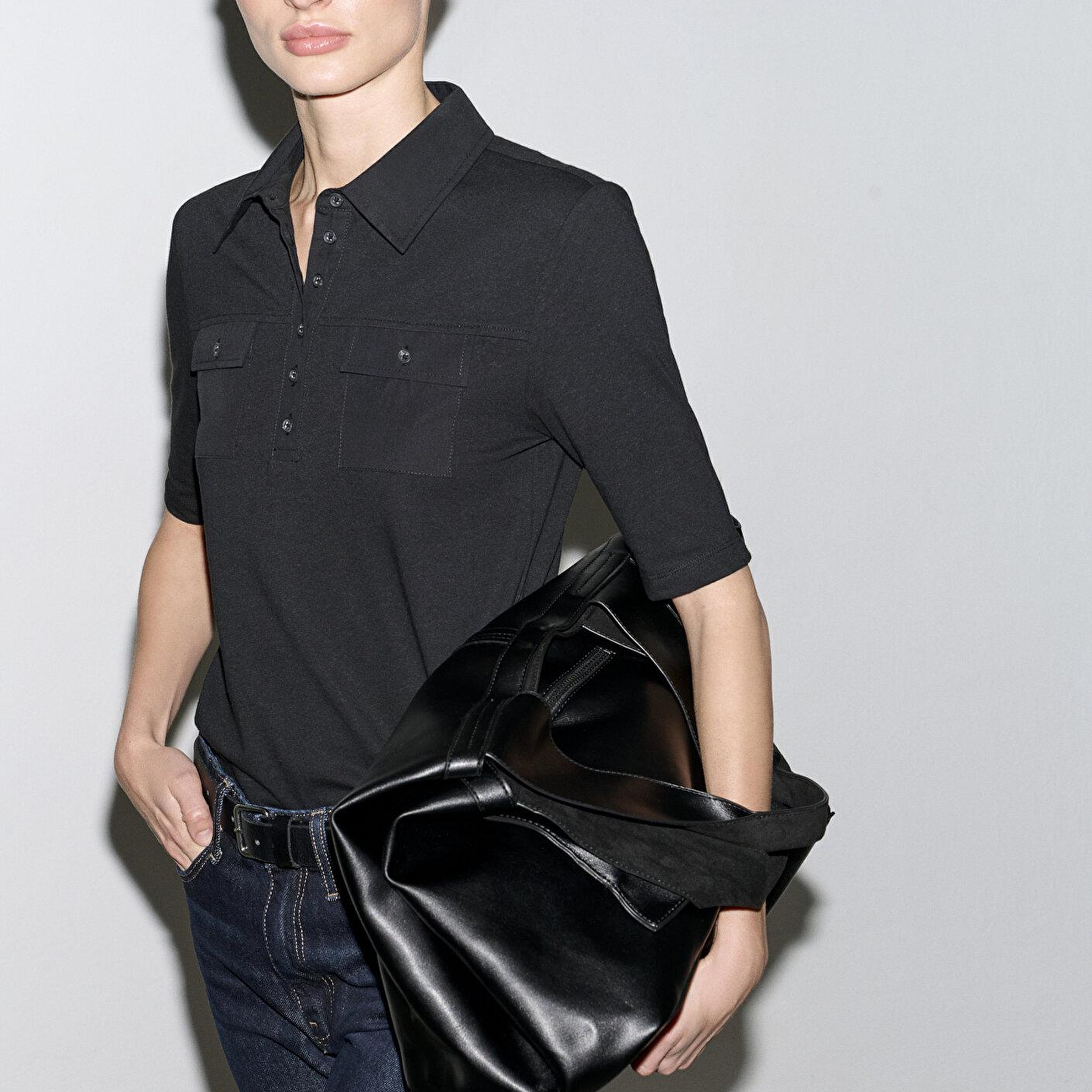 Mavi Keten Karışımlı Siyah Polo Tişört Slim Fit / Dar Kesim 1613858-900