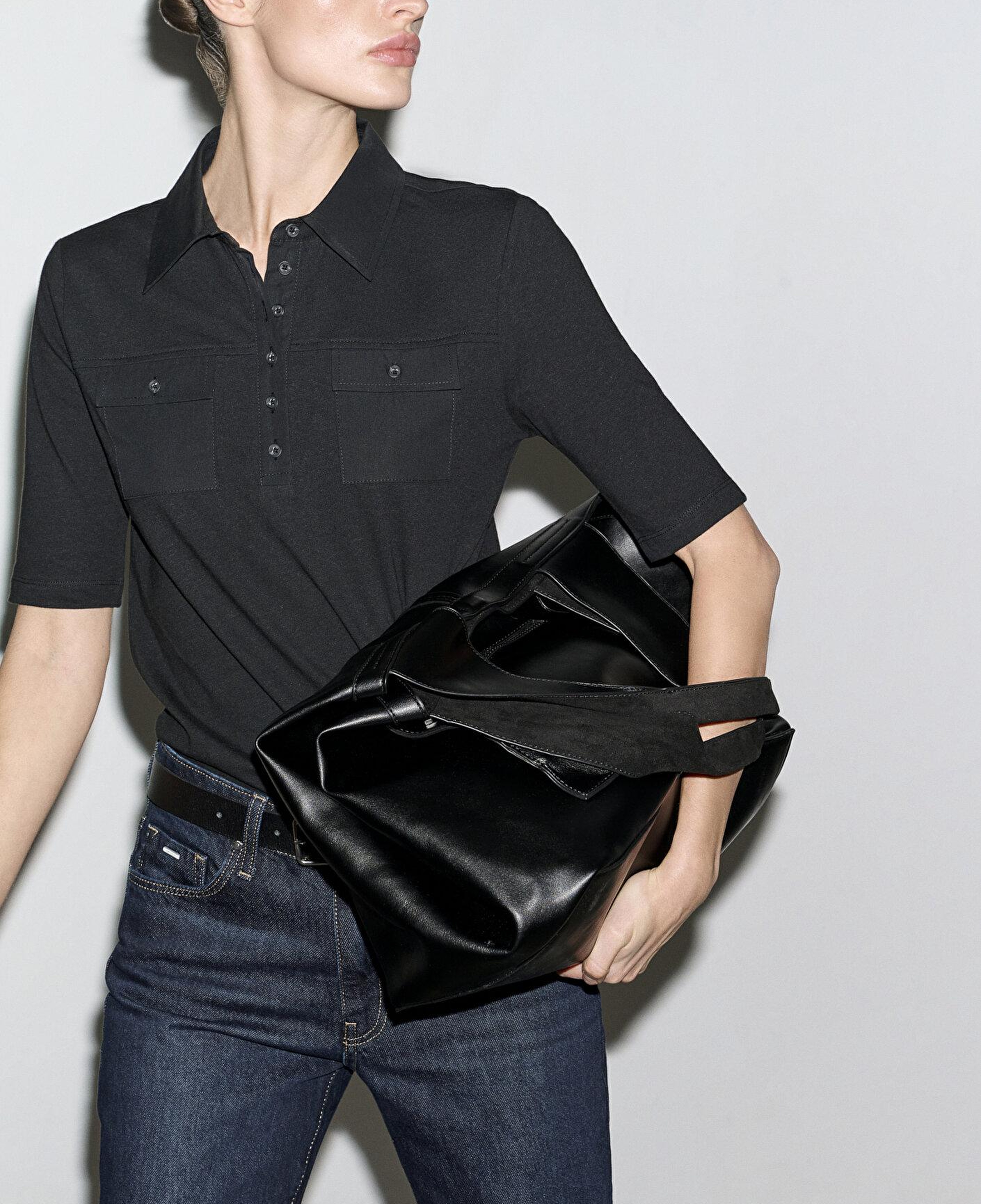 Mavi Keten Karışımlı Siyah Polo Tişört Slim Fit / Dar Kesim 1613858-900